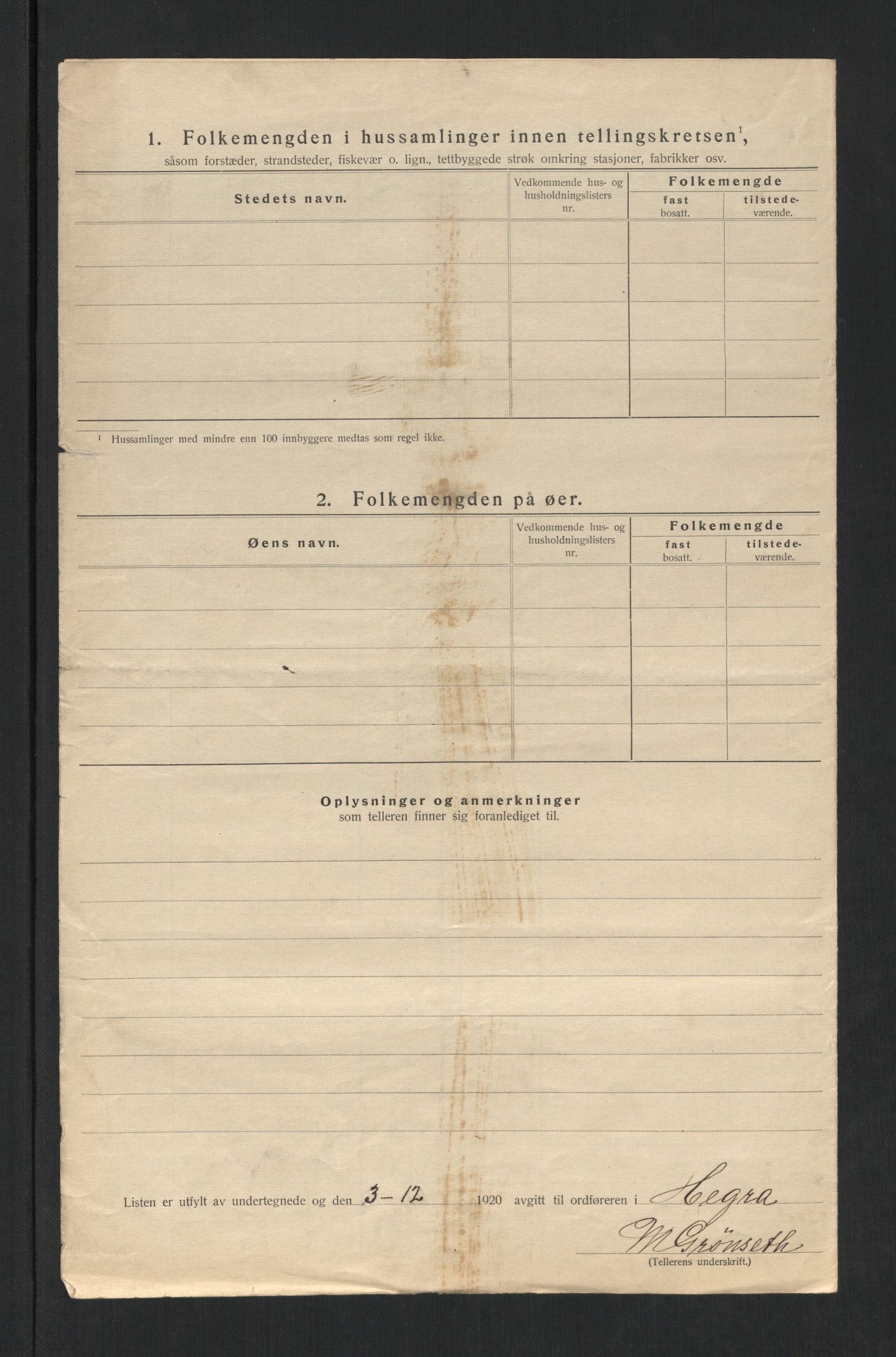 SAT, 1920 census for Hegra, 1920, p. 26
