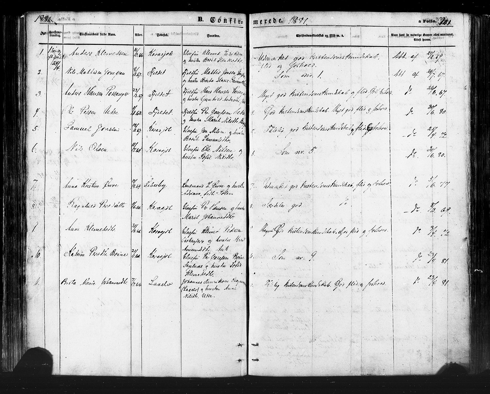Karasjok sokneprestkontor, SATØ/S-1352/H/Ha/L0001kirke: Parish register (official) no. 1, 1872-1884, p. 101