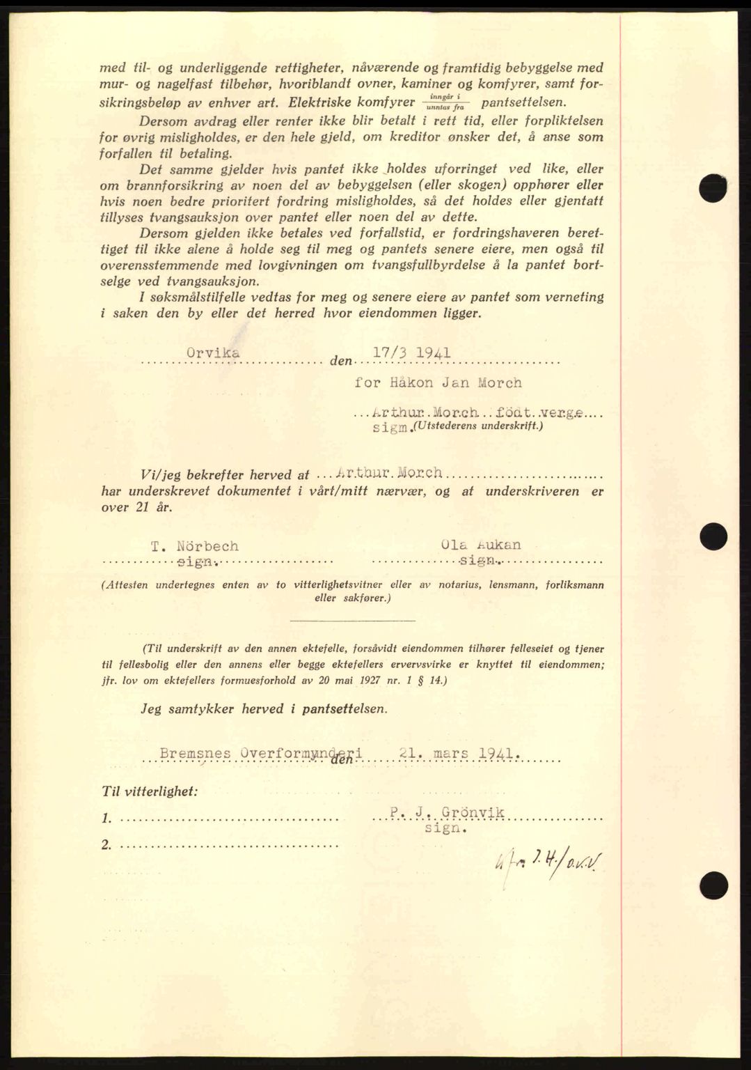 Nordmøre sorenskriveri, AV/SAT-A-4132/1/2/2Ca: Mortgage book no. B87, 1940-1941, Diary no: : 499/1941