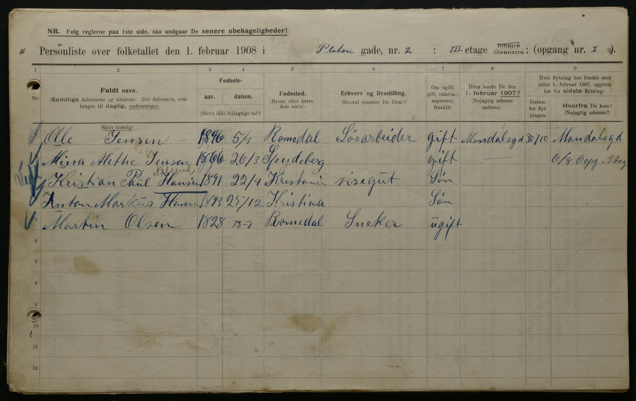 OBA, Municipal Census 1908 for Kristiania, 1908, p. 71986