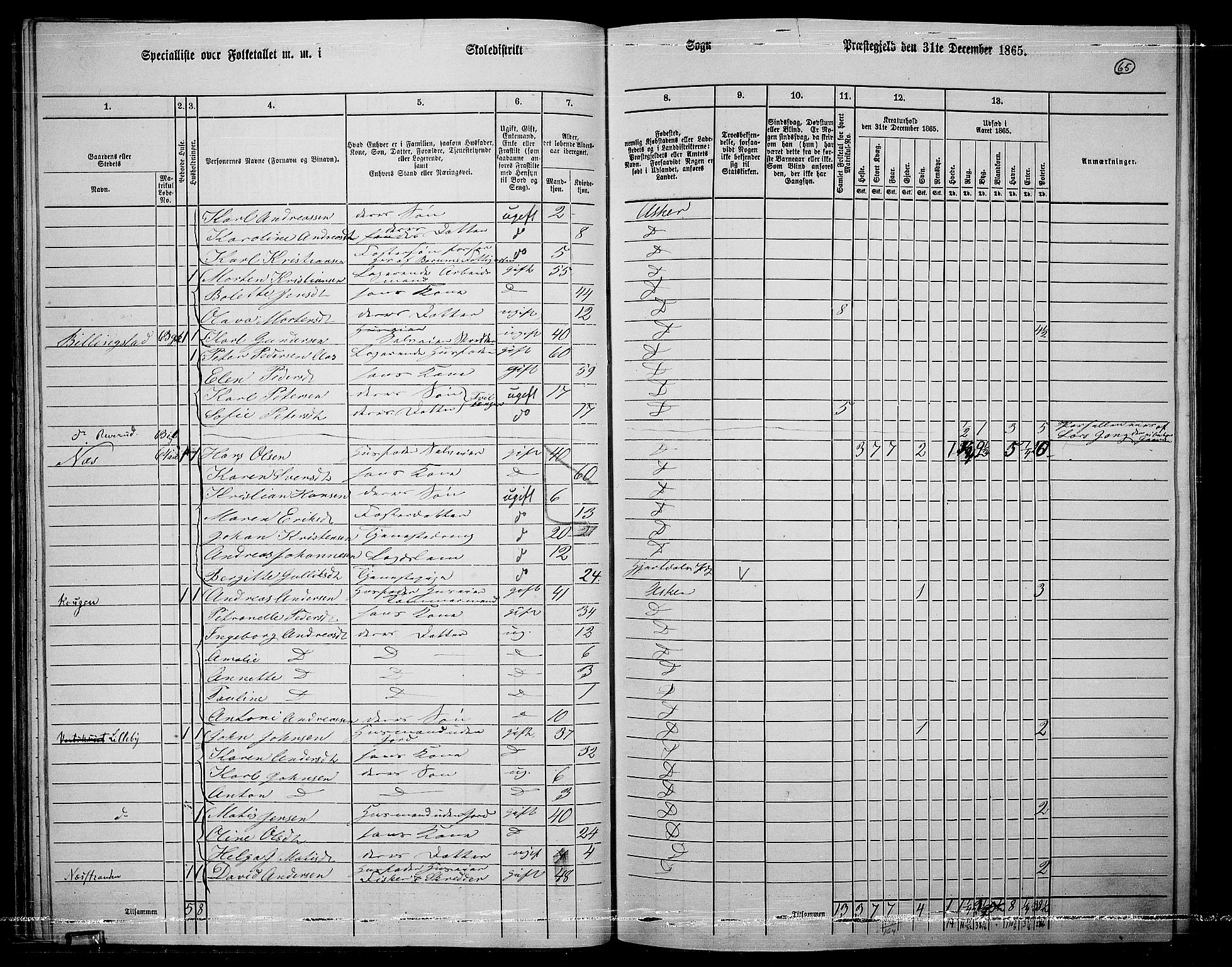 RA, 1865 census for Asker, 1865, p. 64