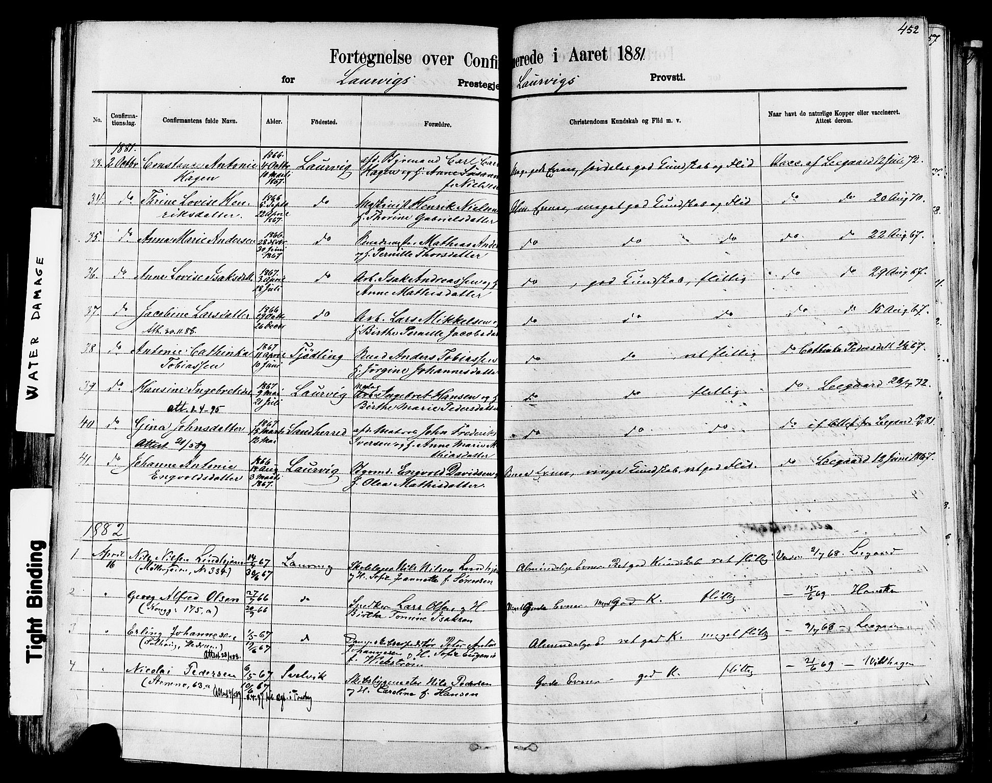 Larvik kirkebøker, AV/SAKO-A-352/F/Fa/L0006: Parish register (official) no. I 6, 1871-1883, p. 452