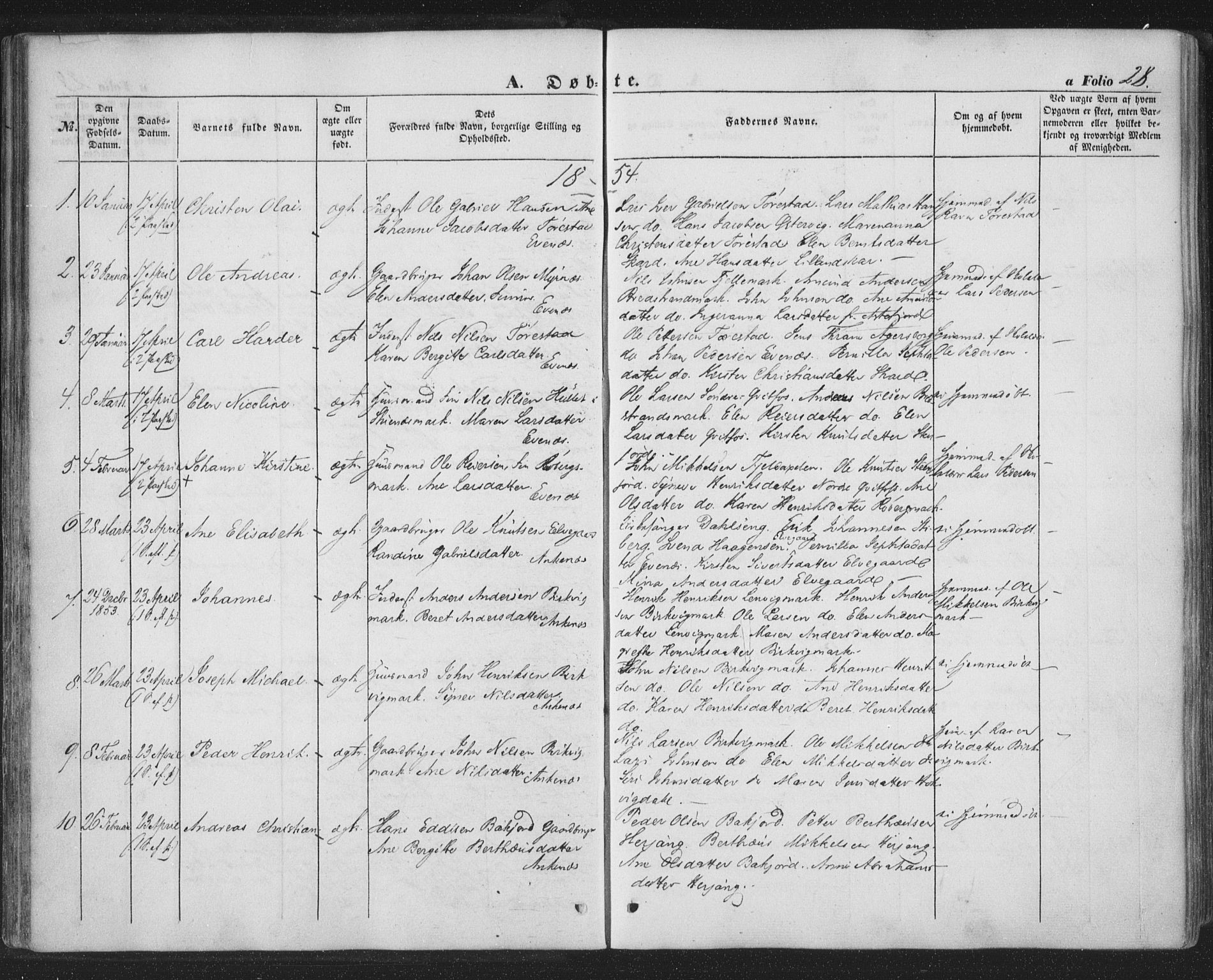 Ministerialprotokoller, klokkerbøker og fødselsregistre - Nordland, SAT/A-1459/863/L0895: Parish register (official) no. 863A07, 1851-1860, p. 28