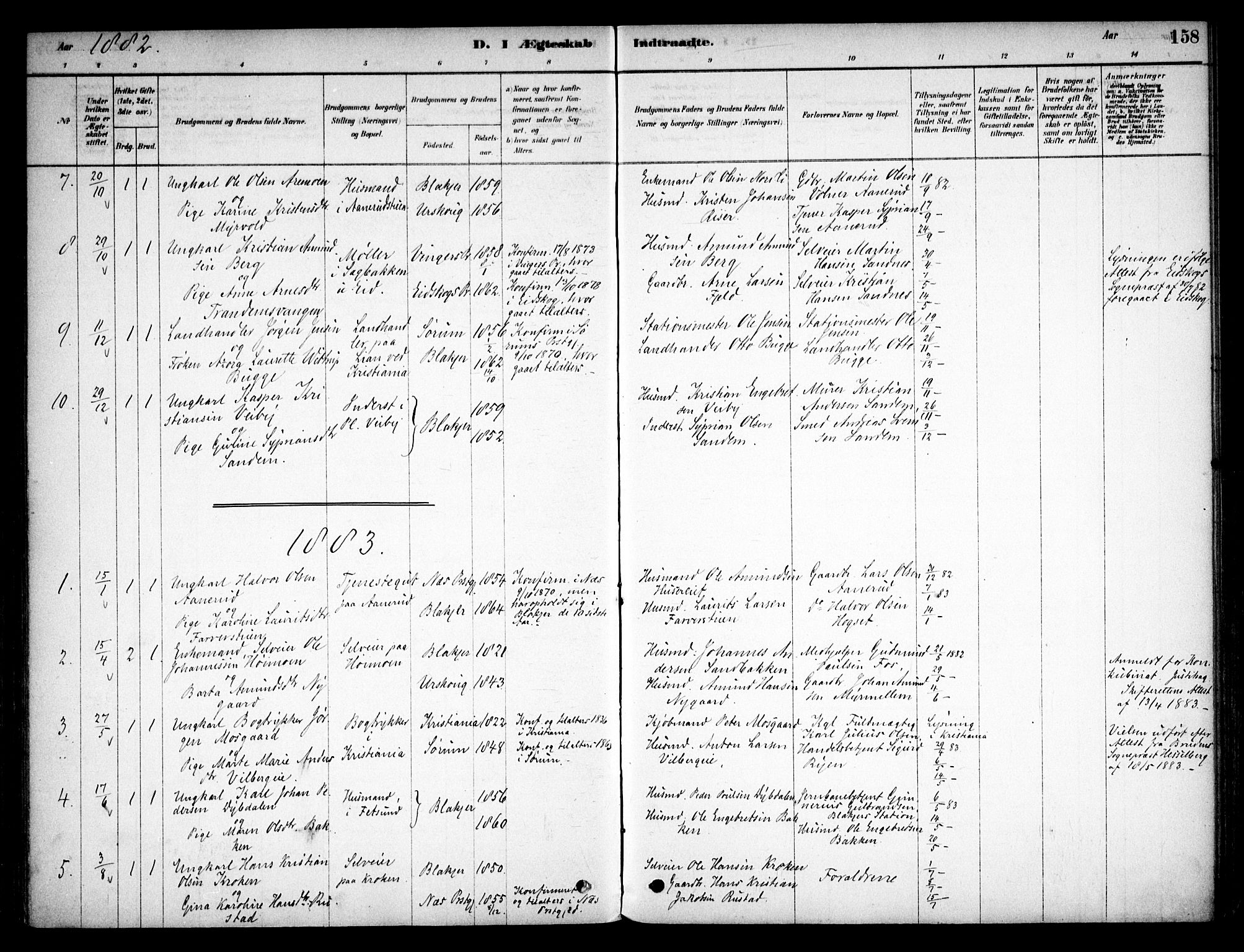 Aurskog prestekontor Kirkebøker, AV/SAO-A-10304a/F/Fb/L0001: Parish register (official) no. II 1, 1878-1909, p. 158