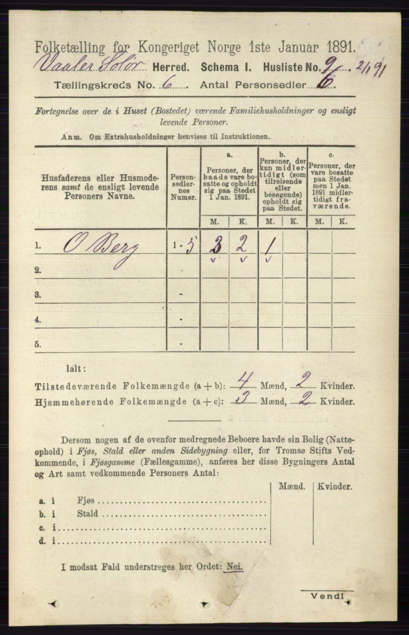 RA, 1891 census for 0426 Våler, 1891, p. 2401