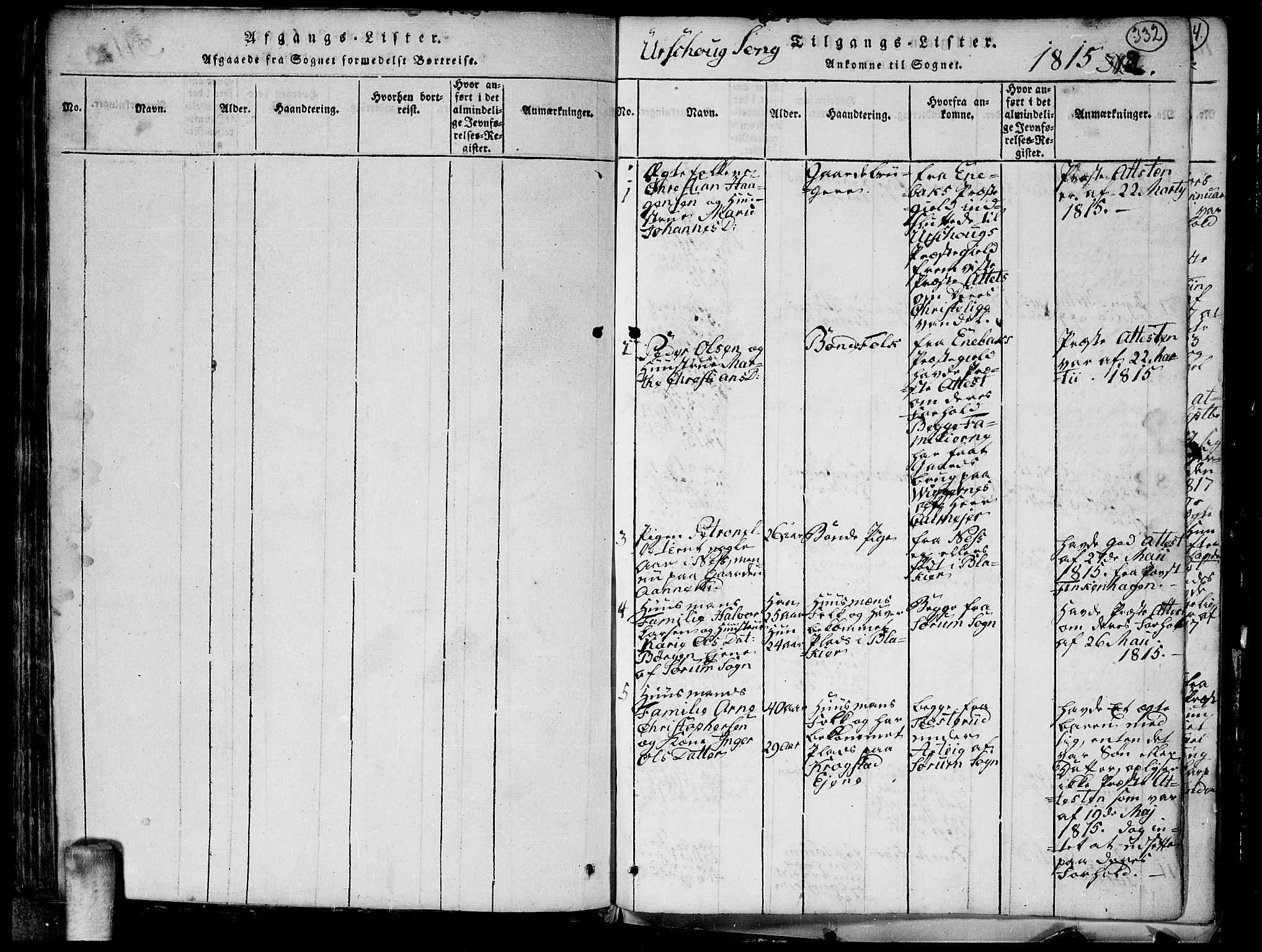 Aurskog prestekontor Kirkebøker, SAO/A-10304a/G/Ga/L0001: Parish register (copy) no. I 1, 1814-1829, p. 332