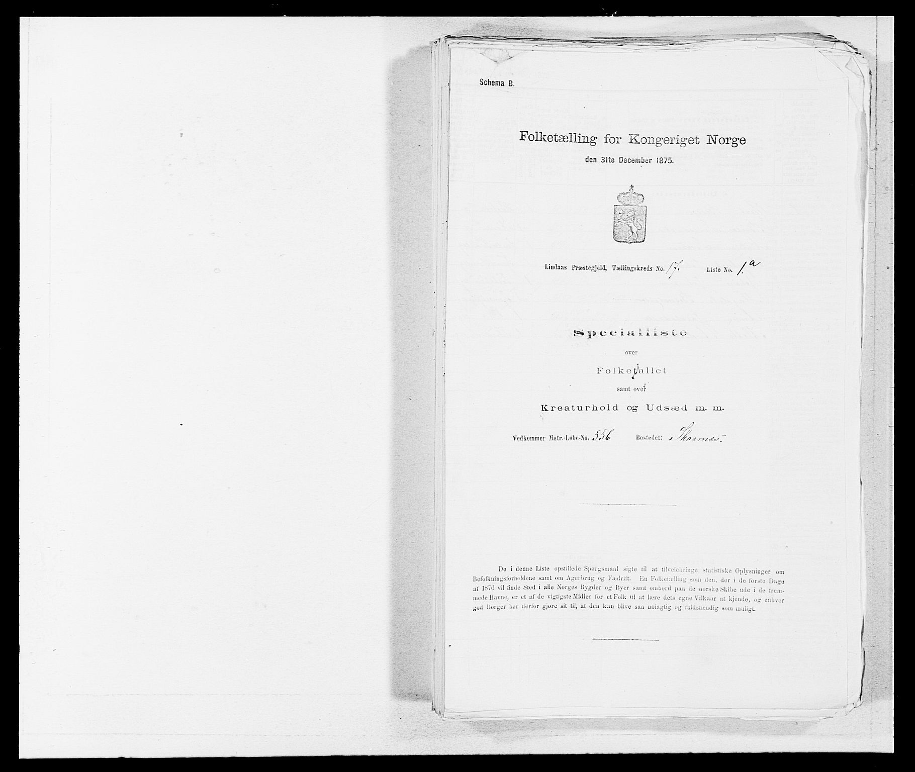 SAB, 1875 census for 1263P Lindås, 1875, p. 1690