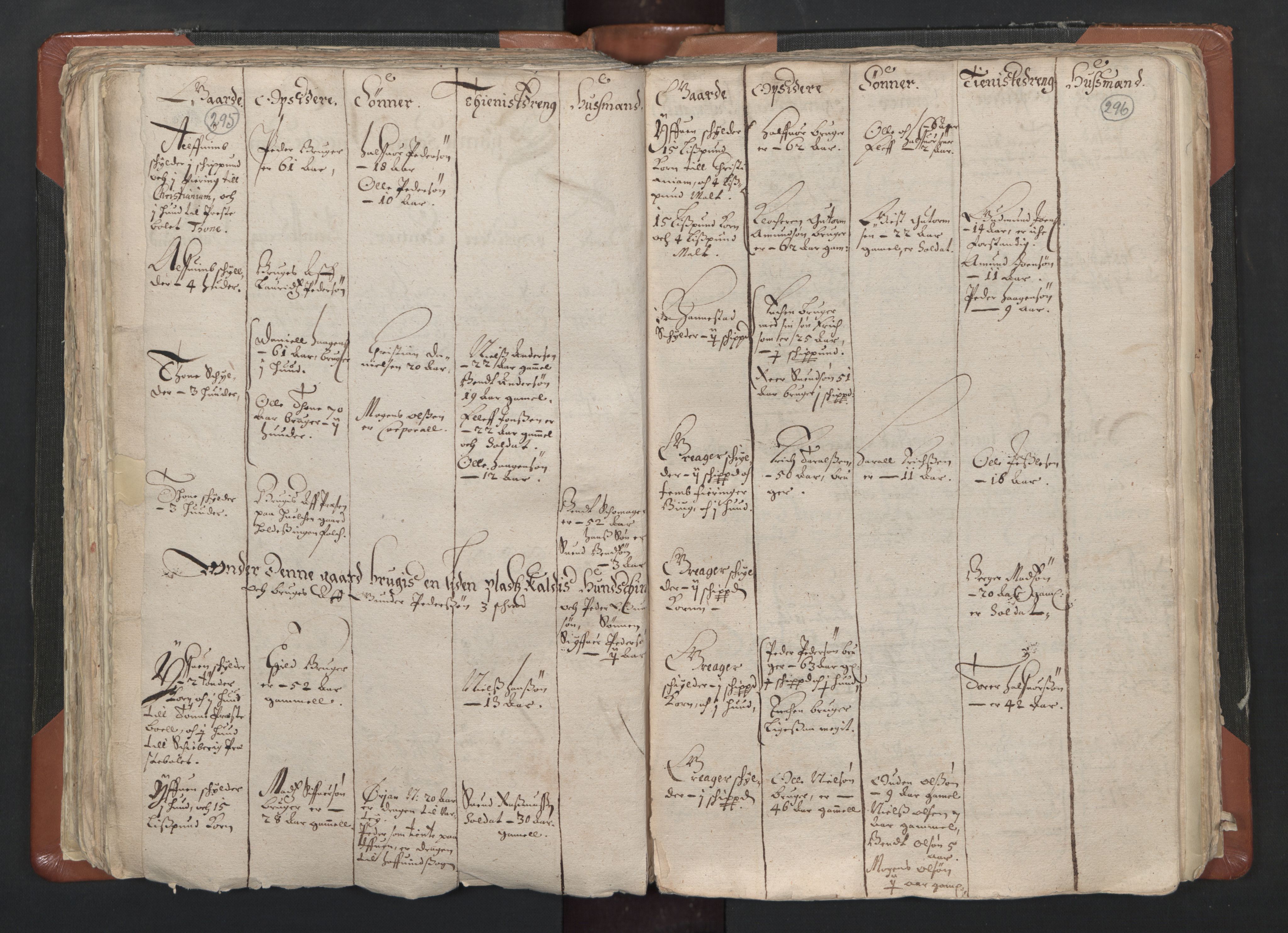 RA, Vicar's Census 1664-1666, no. 1: Nedre Borgesyssel deanery, 1664-1666, p. 295-296