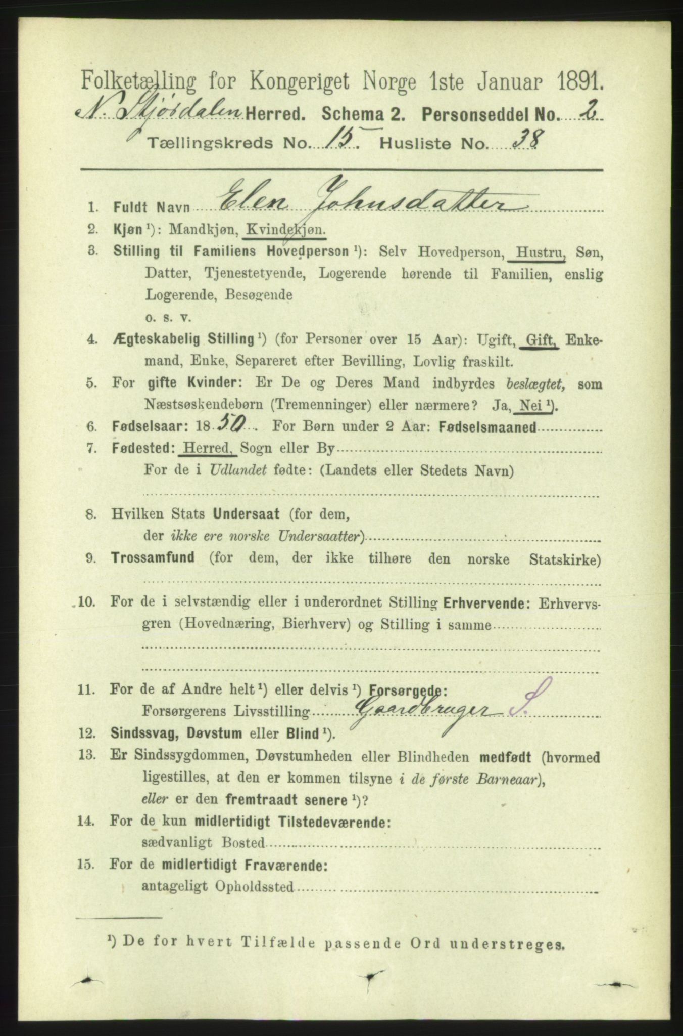 RA, 1891 census for 1714 Nedre Stjørdal, 1891, p. 7278