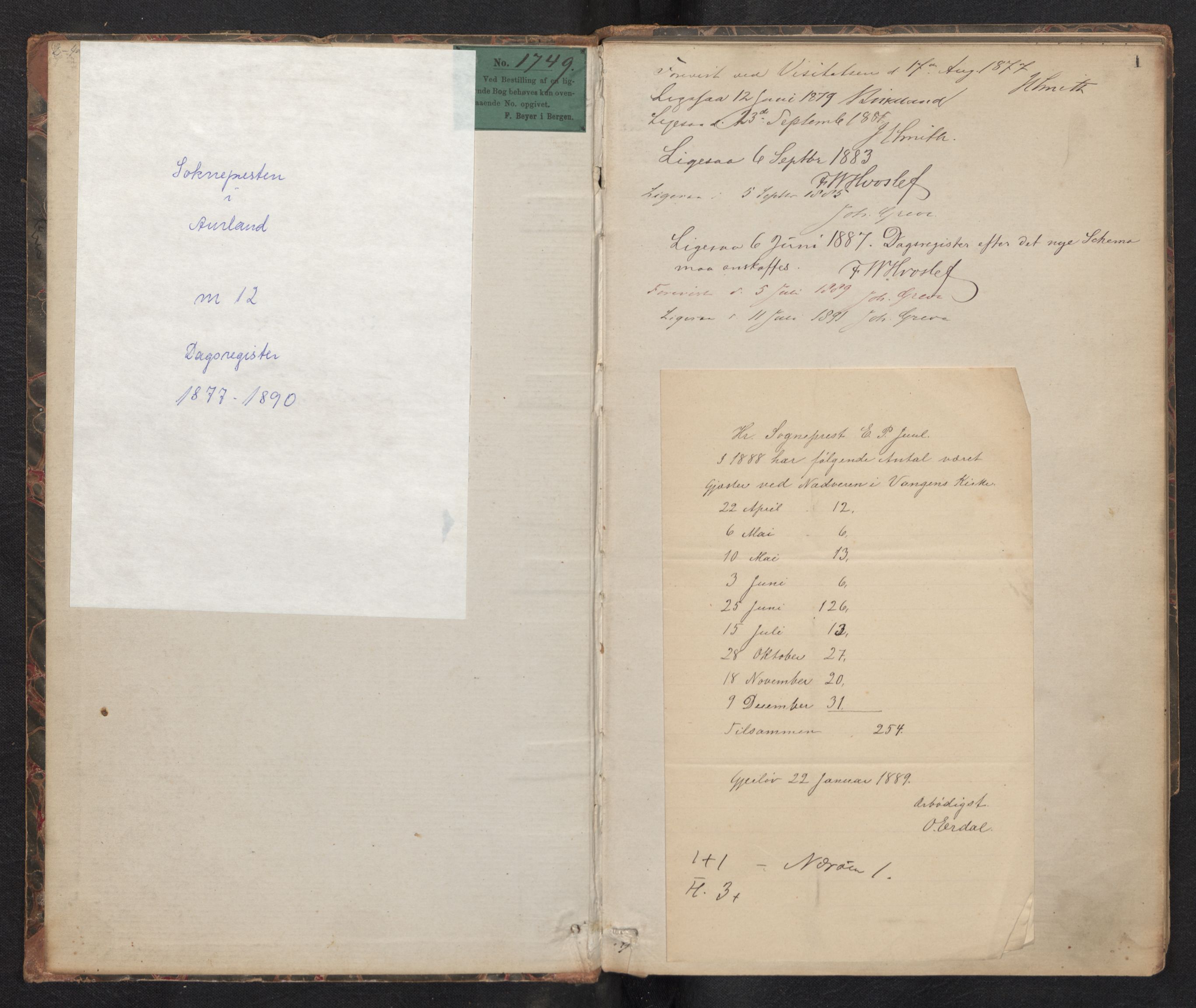 Aurland sokneprestembete, SAB/A-99937/H/Ha/Haf: Diary records no. F 1, 1877-1890, p. 0b-1a
