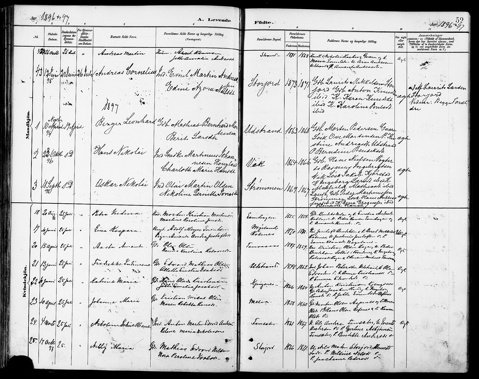 Kvæfjord sokneprestkontor, AV/SATØ-S-1323/G/Ga/Gab/L0005klokker: Parish register (copy) no. 5, 1886-1911, p. 52
