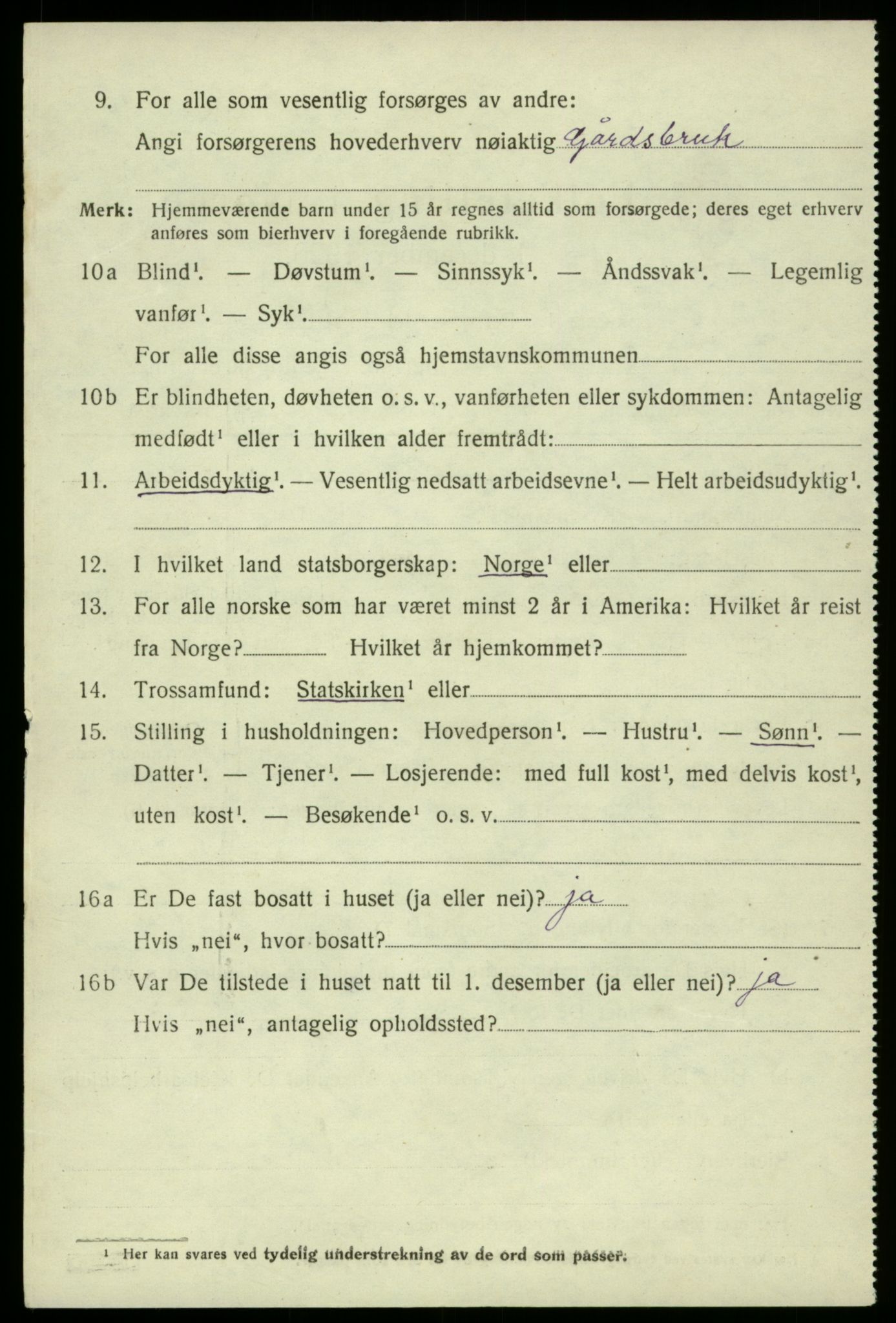 SAB, 1920 census for Røldal, 1920, p. 336