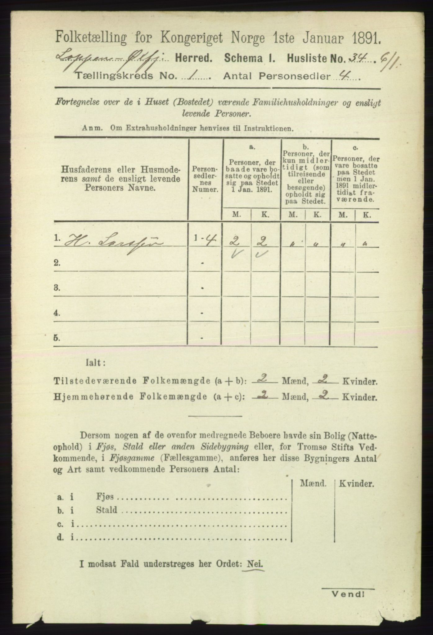 RA, 1891 census for 2014 Loppa, 1891, p. 52