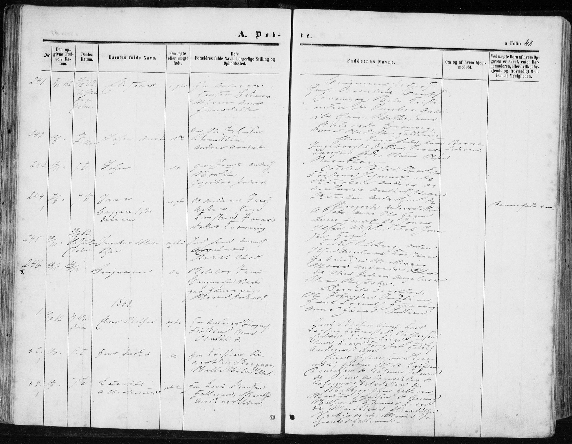 Ministerialprotokoller, klokkerbøker og fødselsregistre - Sør-Trøndelag, SAT/A-1456/634/L0531: Parish register (official) no. 634A07, 1861-1870, p. 48
