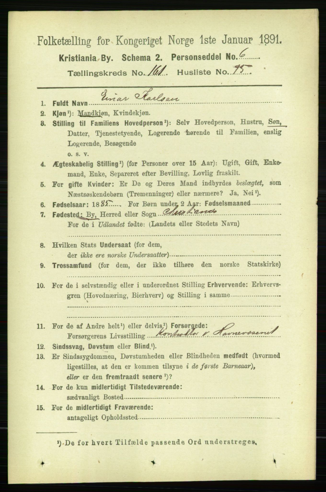 RA, 1891 census for 0301 Kristiania, 1891, p. 91848