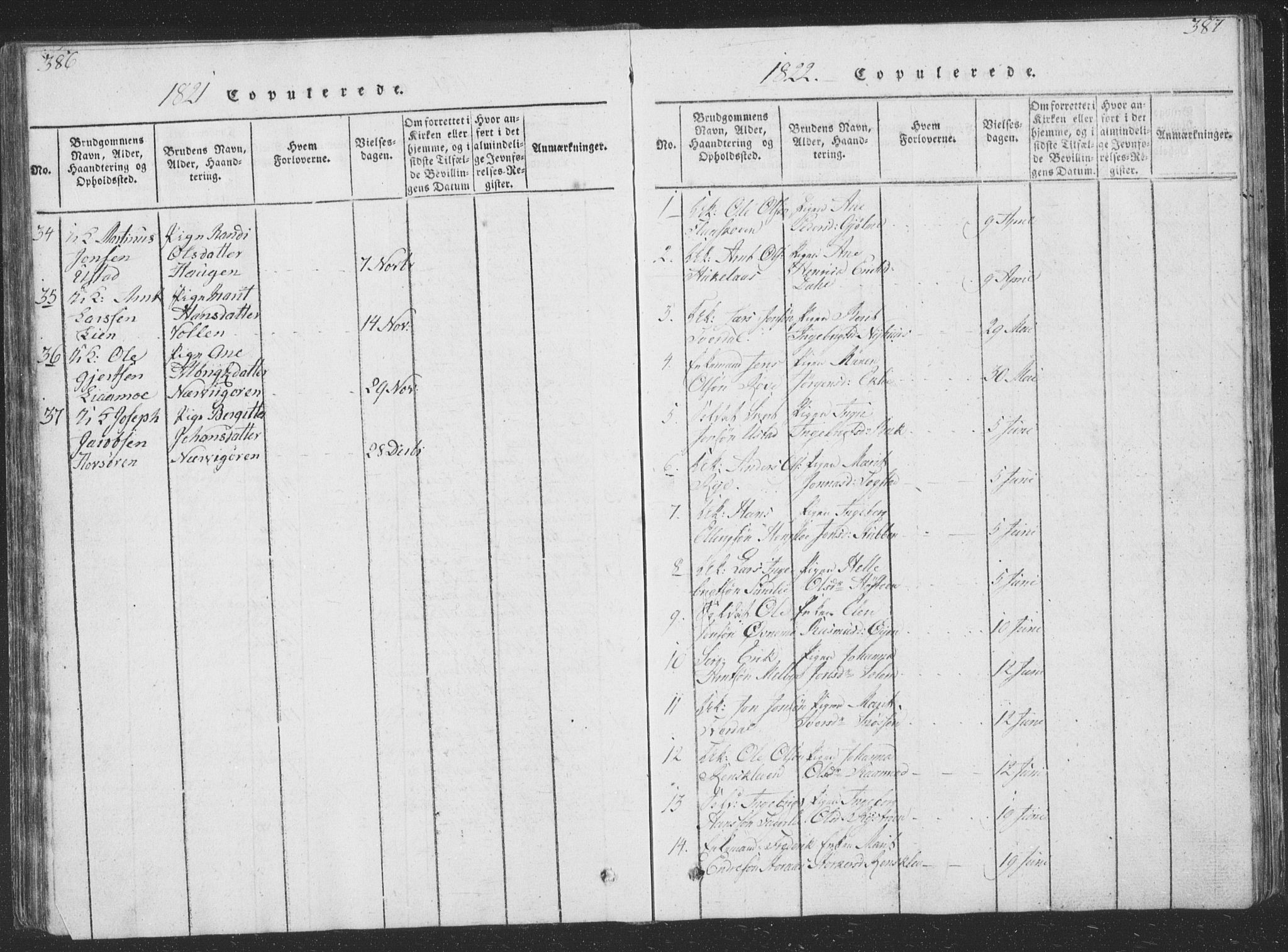 Ministerialprotokoller, klokkerbøker og fødselsregistre - Sør-Trøndelag, SAT/A-1456/668/L0816: Parish register (copy) no. 668C05, 1816-1893, p. 386-387