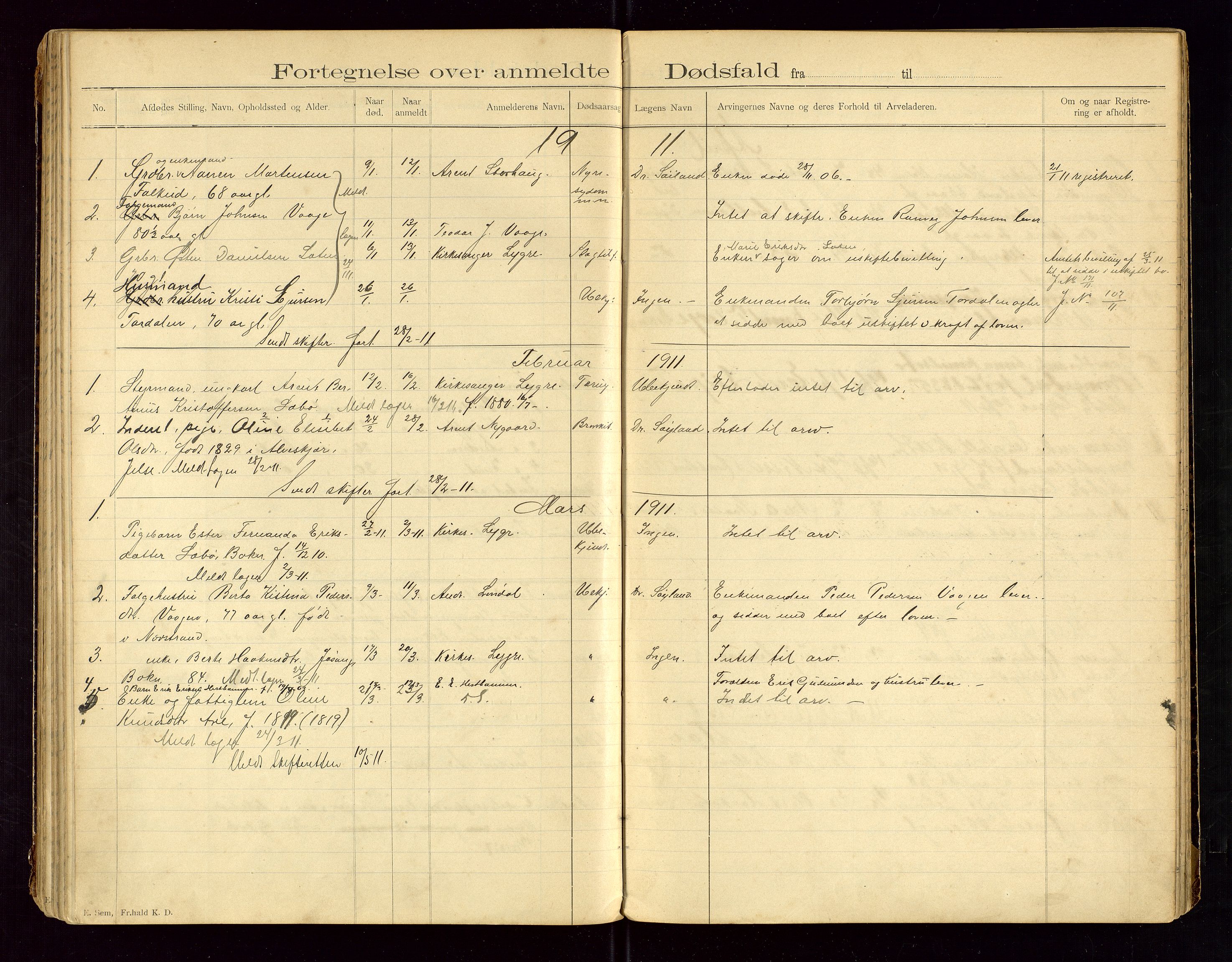 Tysvær lensmannskontor, AV/SAST-A-100192/Gga/L0002: "Dødsfalds-Protokol for Lensmanden i Tysvær Lensmandsdistrikt", 1897-1916