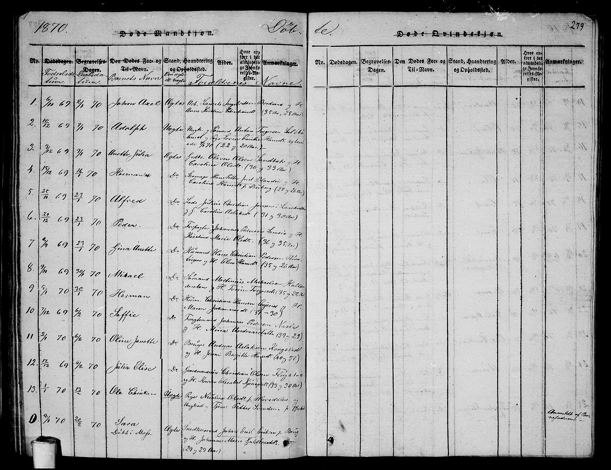 Rygge prestekontor Kirkebøker, SAO/A-10084b/G/Ga/L0001: Parish register (copy) no. 1, 1814-1871, p. 278-279