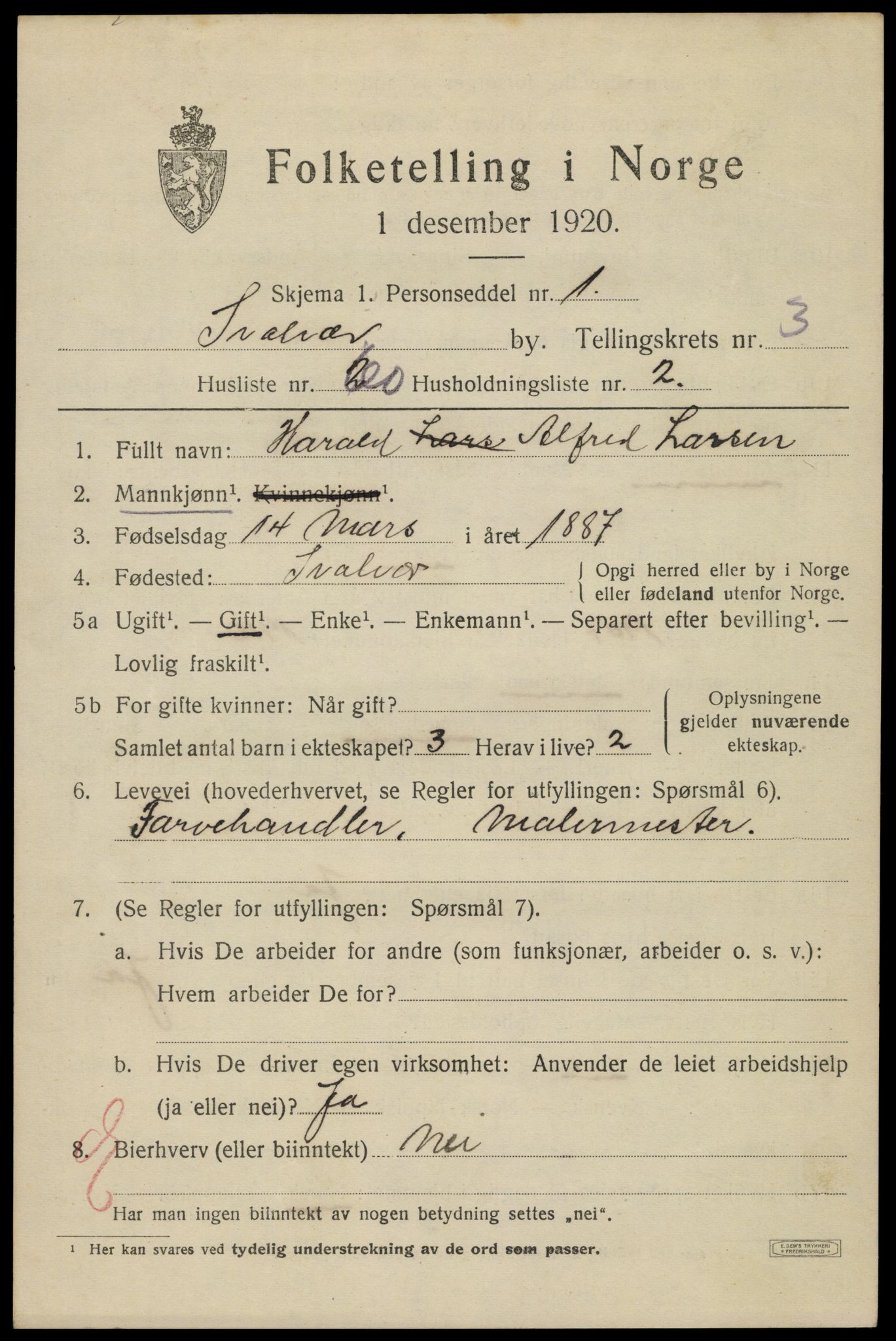 SAT, 1920 census for Svolvær, 1920, p. 4994