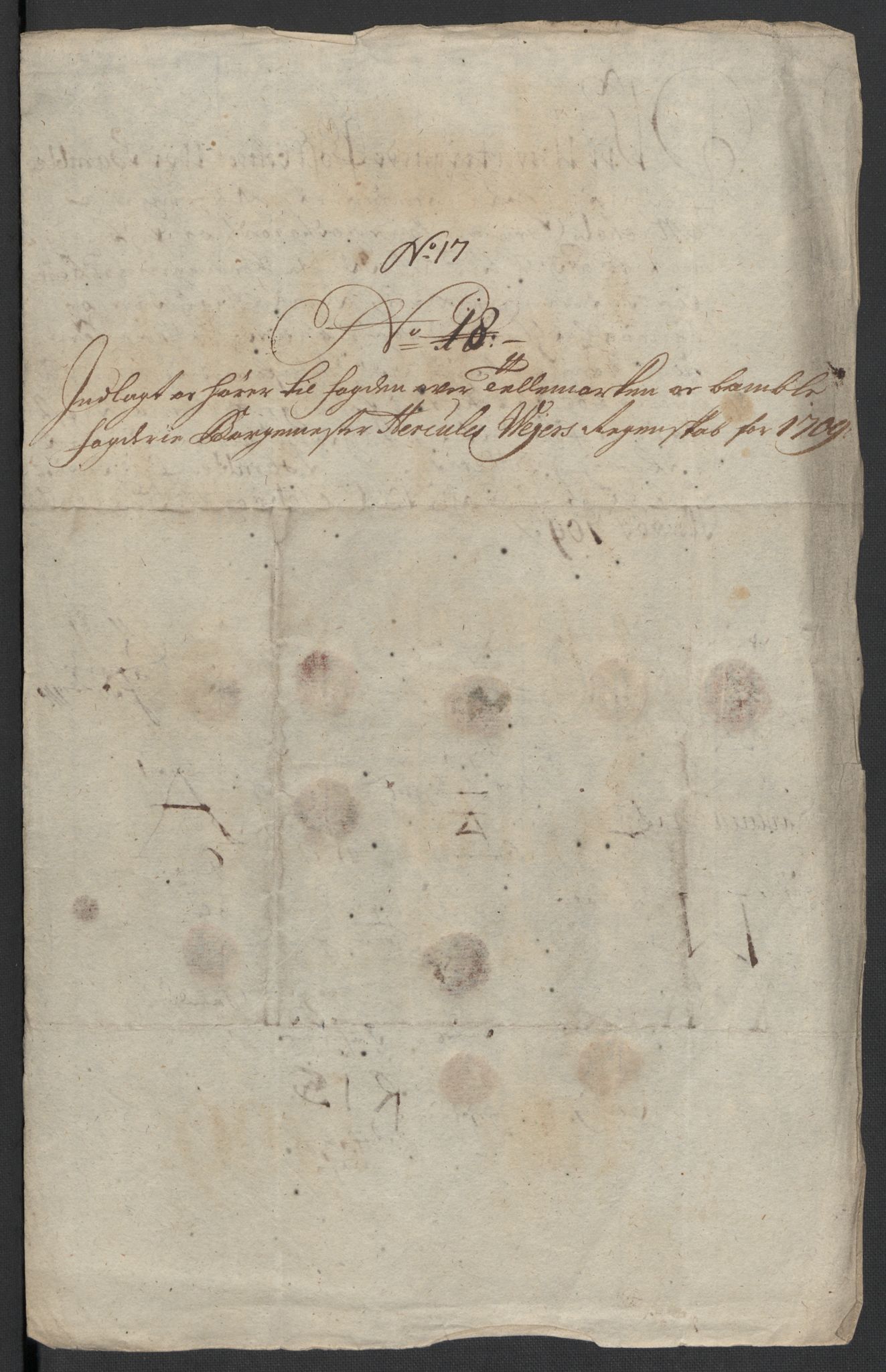 Rentekammeret inntil 1814, Reviderte regnskaper, Fogderegnskap, AV/RA-EA-4092/R36/L2118: Fogderegnskap Øvre og Nedre Telemark og Bamble, 1708-1709, p. 264