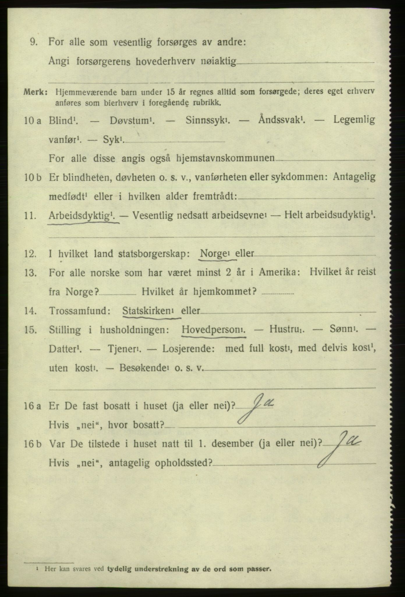 SAB, 1920 census for Ølen, 1920, p. 3954