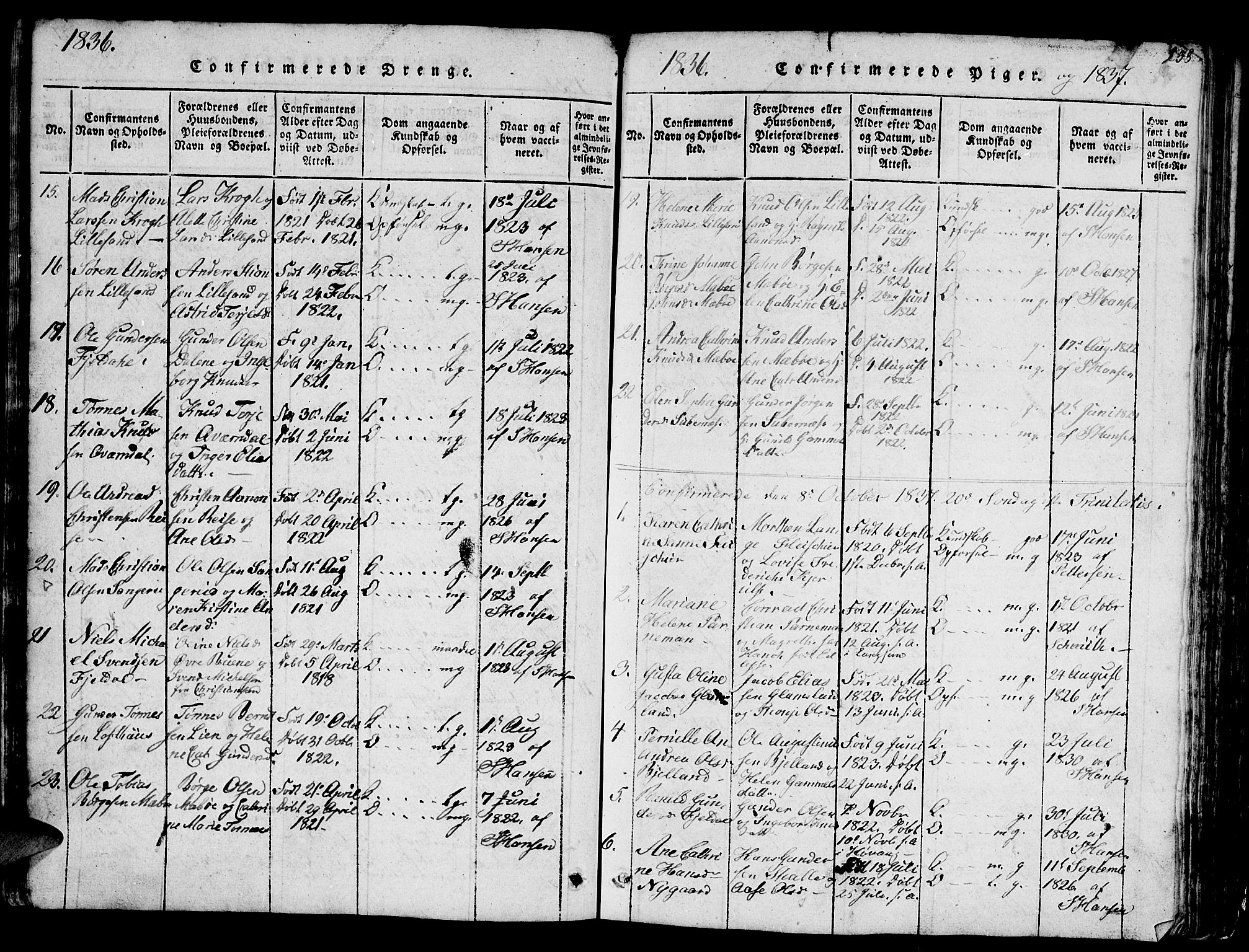 Vestre Moland sokneprestkontor, SAK/1111-0046/F/Fb/Fbb/L0001: Parish register (copy) no. B 1, 1816-1851, p. 258