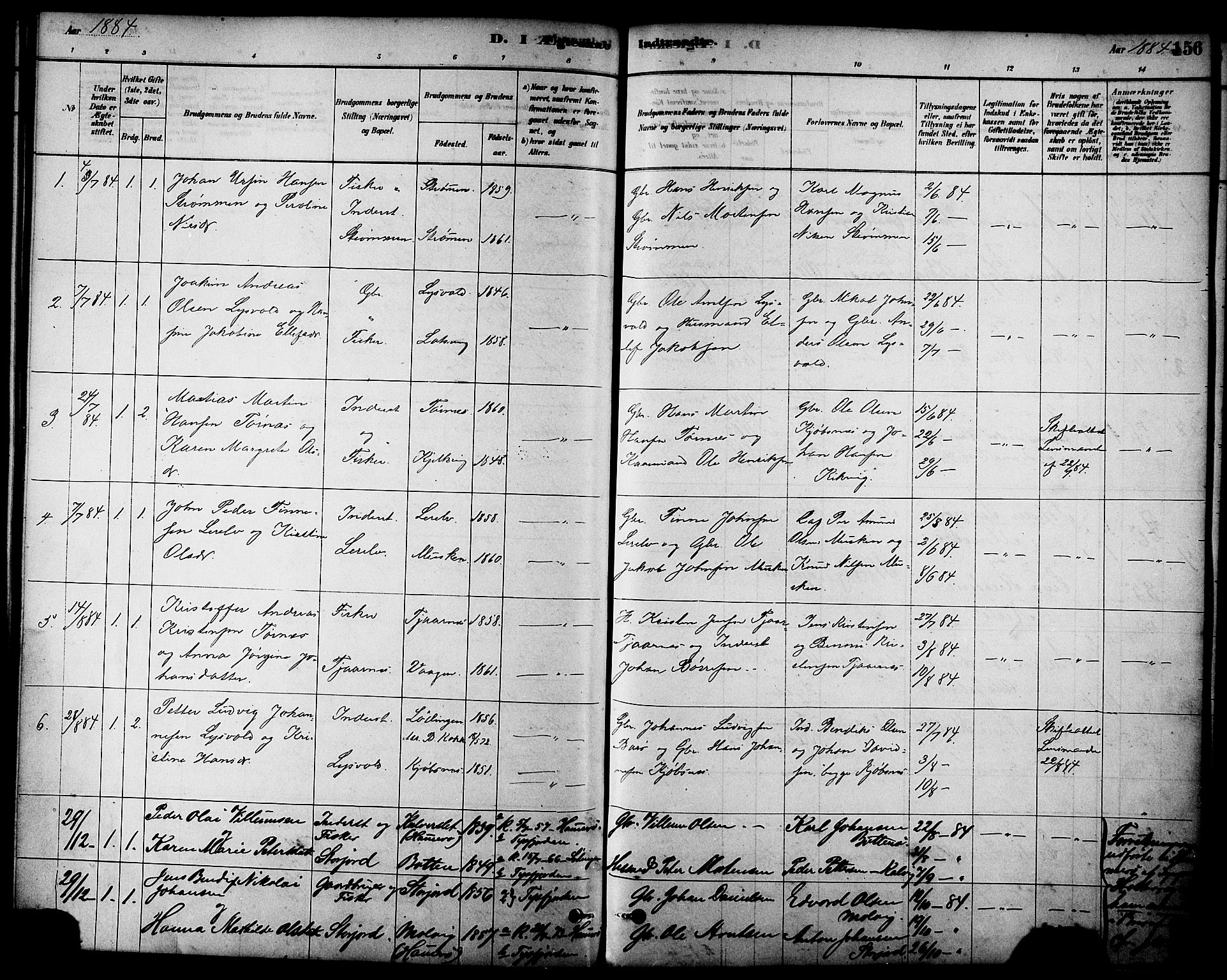 Ministerialprotokoller, klokkerbøker og fødselsregistre - Nordland, AV/SAT-A-1459/861/L0868: Parish register (official) no. 861A03, 1879-1889, p. 156