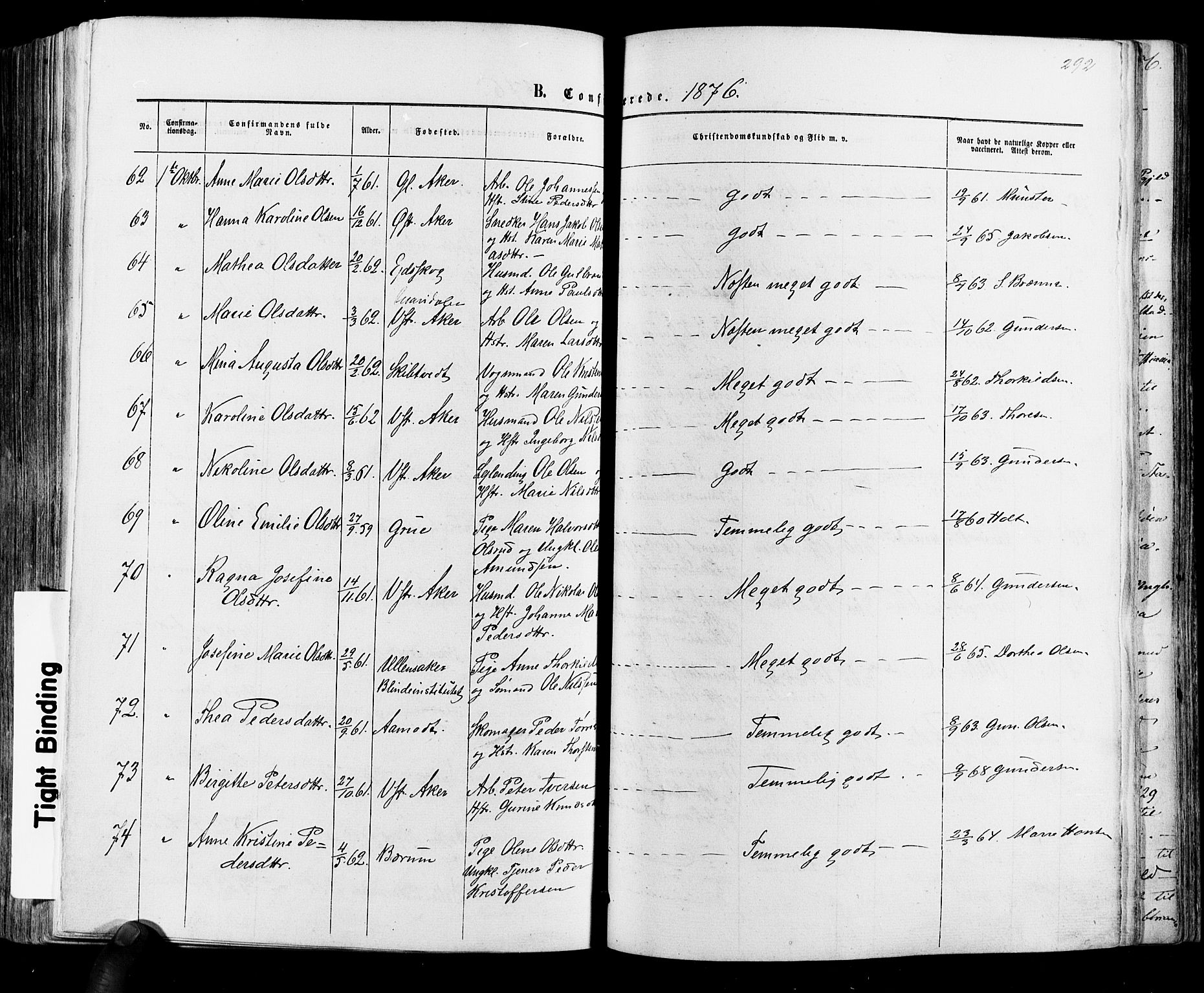 Vestre Aker prestekontor Kirkebøker, SAO/A-10025/F/Fa/L0005: Parish register (official) no. 5, 1859-1877, p. 292