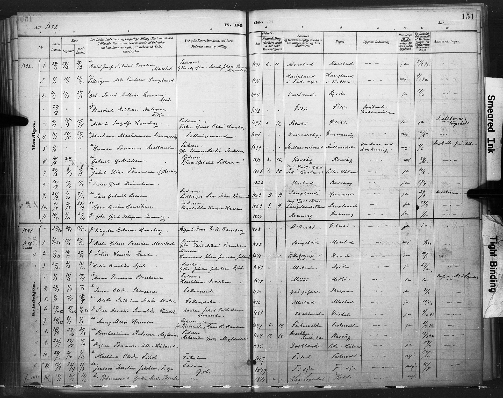 Flekkefjord sokneprestkontor, AV/SAK-1111-0012/F/Fa/Fab/L0006: Parish register (official) no. A 6, 1886-1901, p. 151