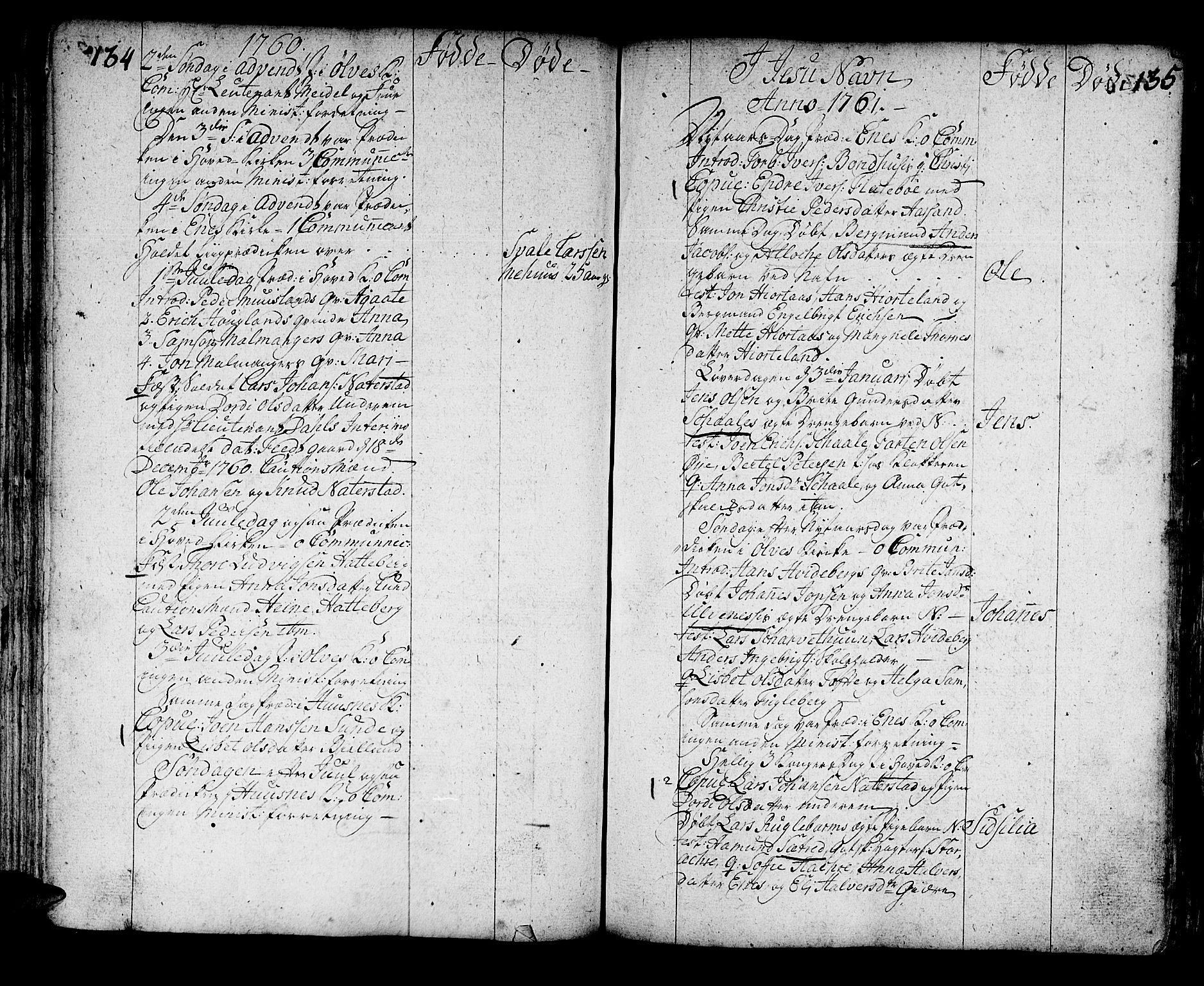 Kvinnherad sokneprestembete, SAB/A-76401/H/Haa: Parish register (official) no. A 3, 1754-1777, p. 134-135