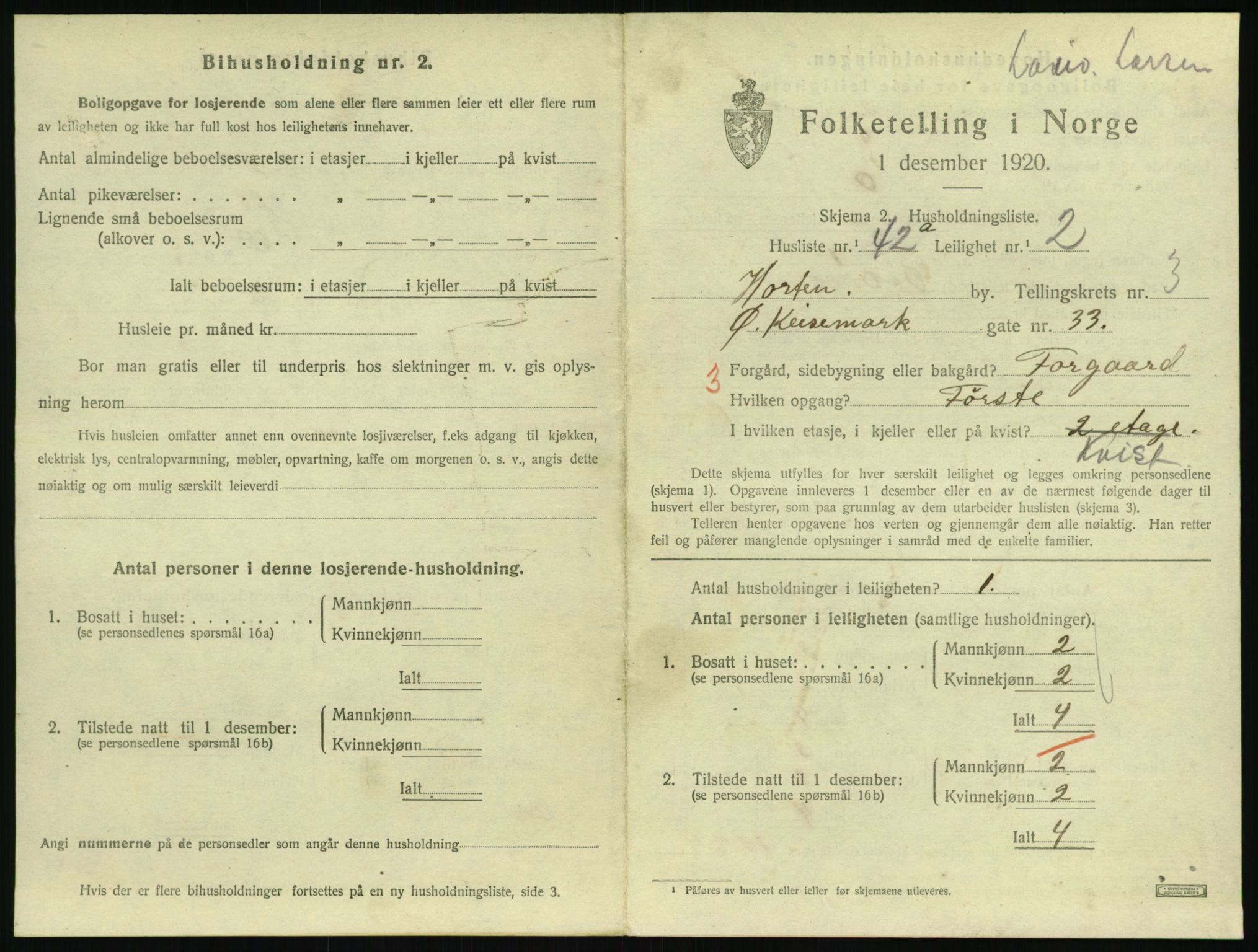 SAKO, 1920 census for Horten, 1920, p. 4283
