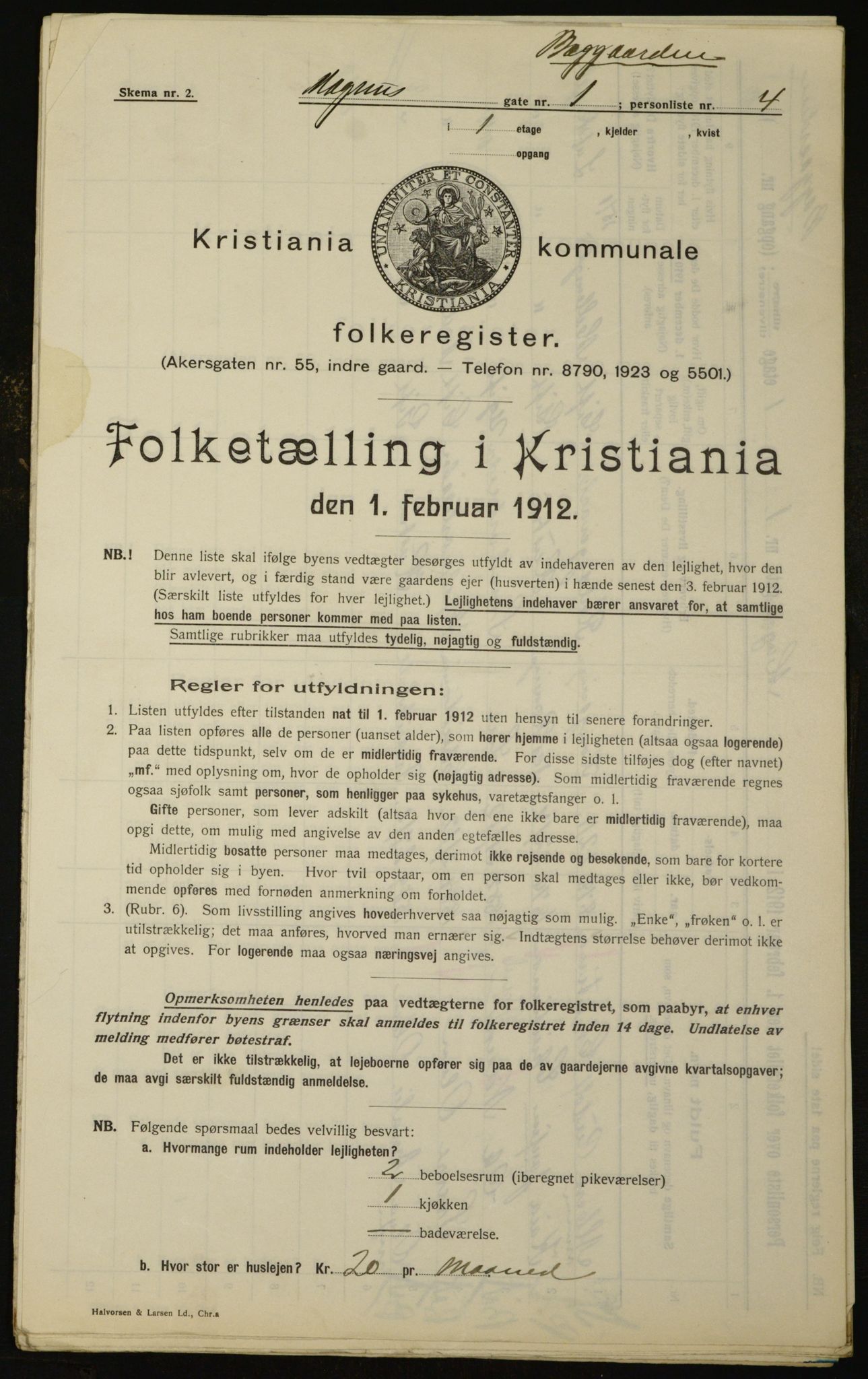 OBA, Municipal Census 1912 for Kristiania, 1912, p. 59608