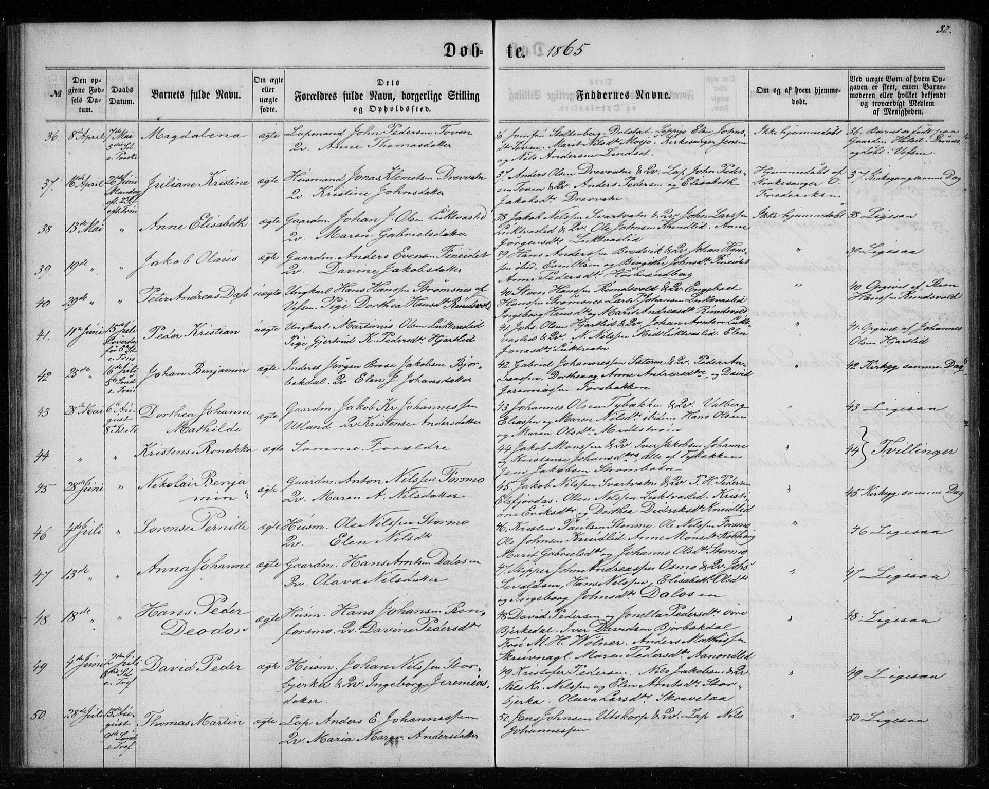 Ministerialprotokoller, klokkerbøker og fødselsregistre - Nordland, SAT/A-1459/825/L0356: Parish register (official) no. 825A10, 1861-1878, p. 32