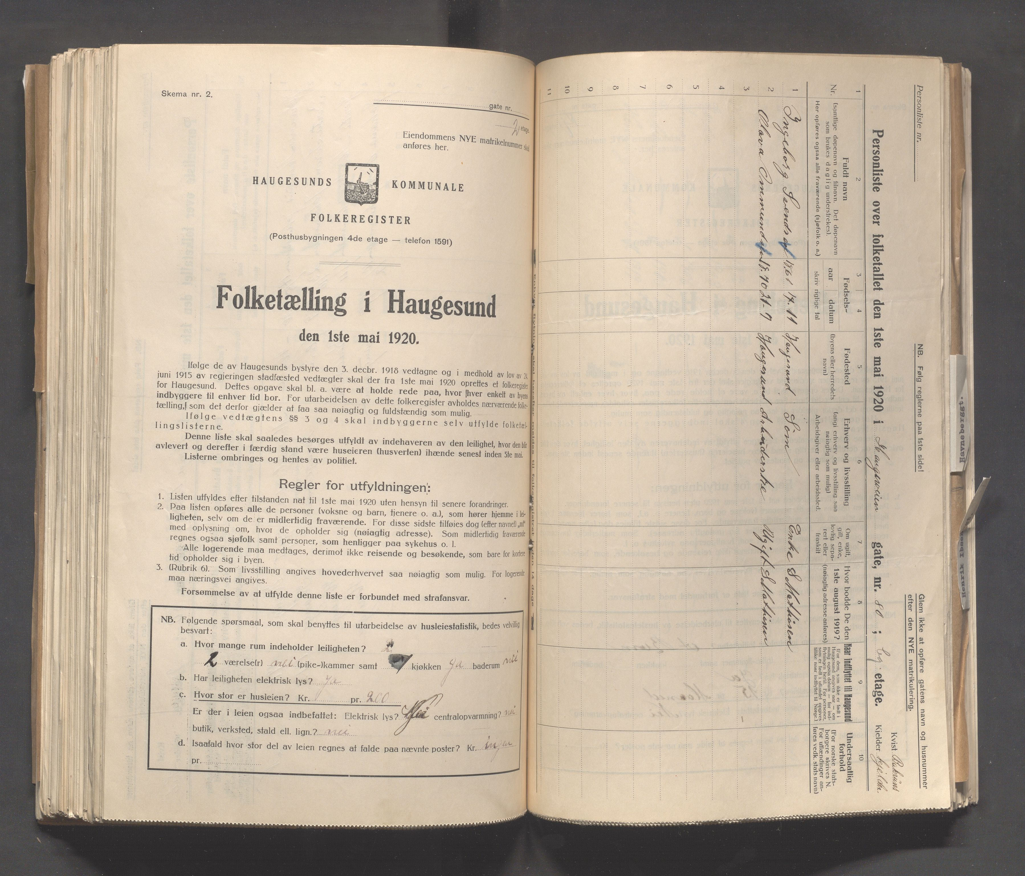 IKAR, Local census 1.5.1920 for Haugesund, 1920, p. 1366