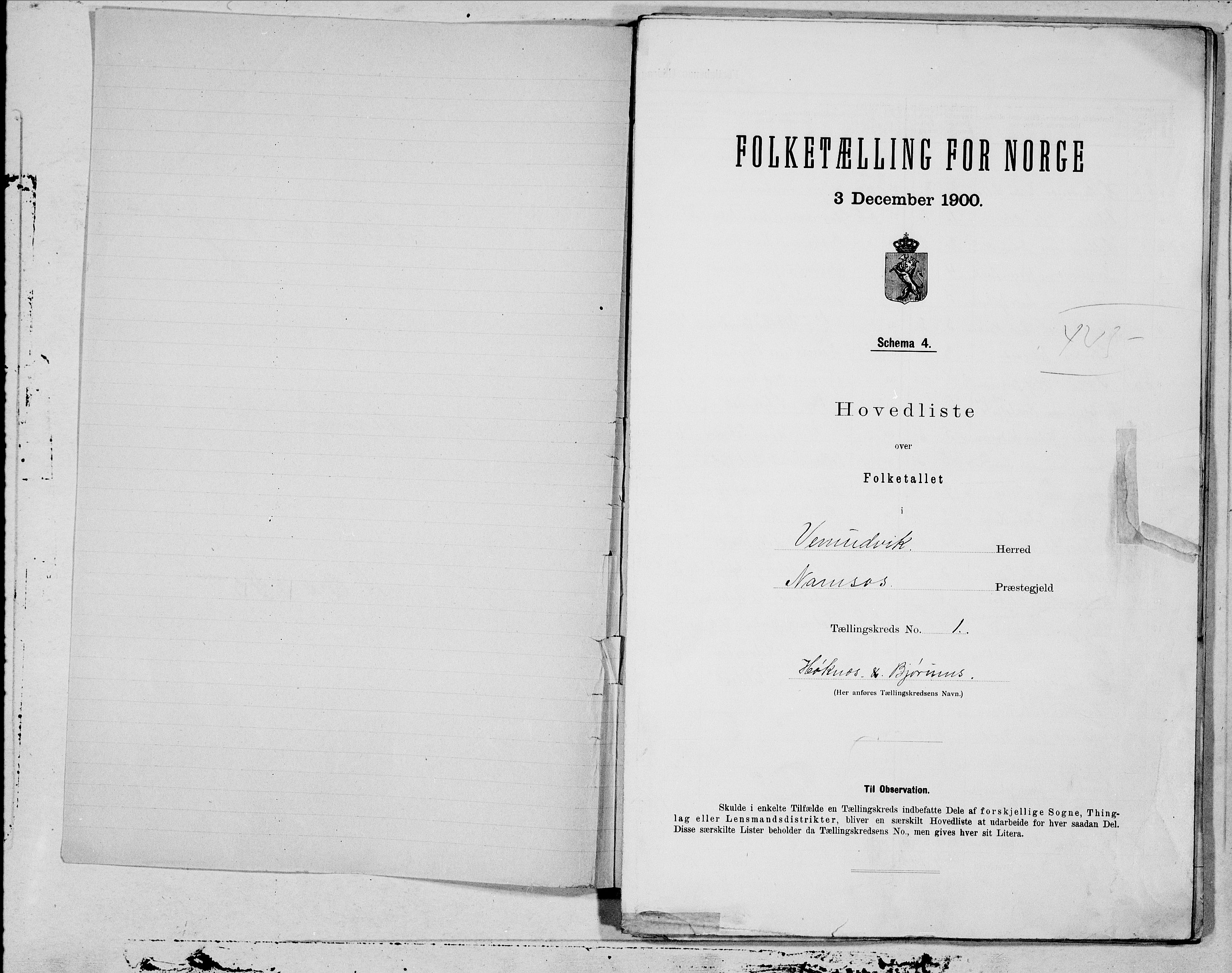 SAT, 1900 census for Vemundvik, 1900, p. 2