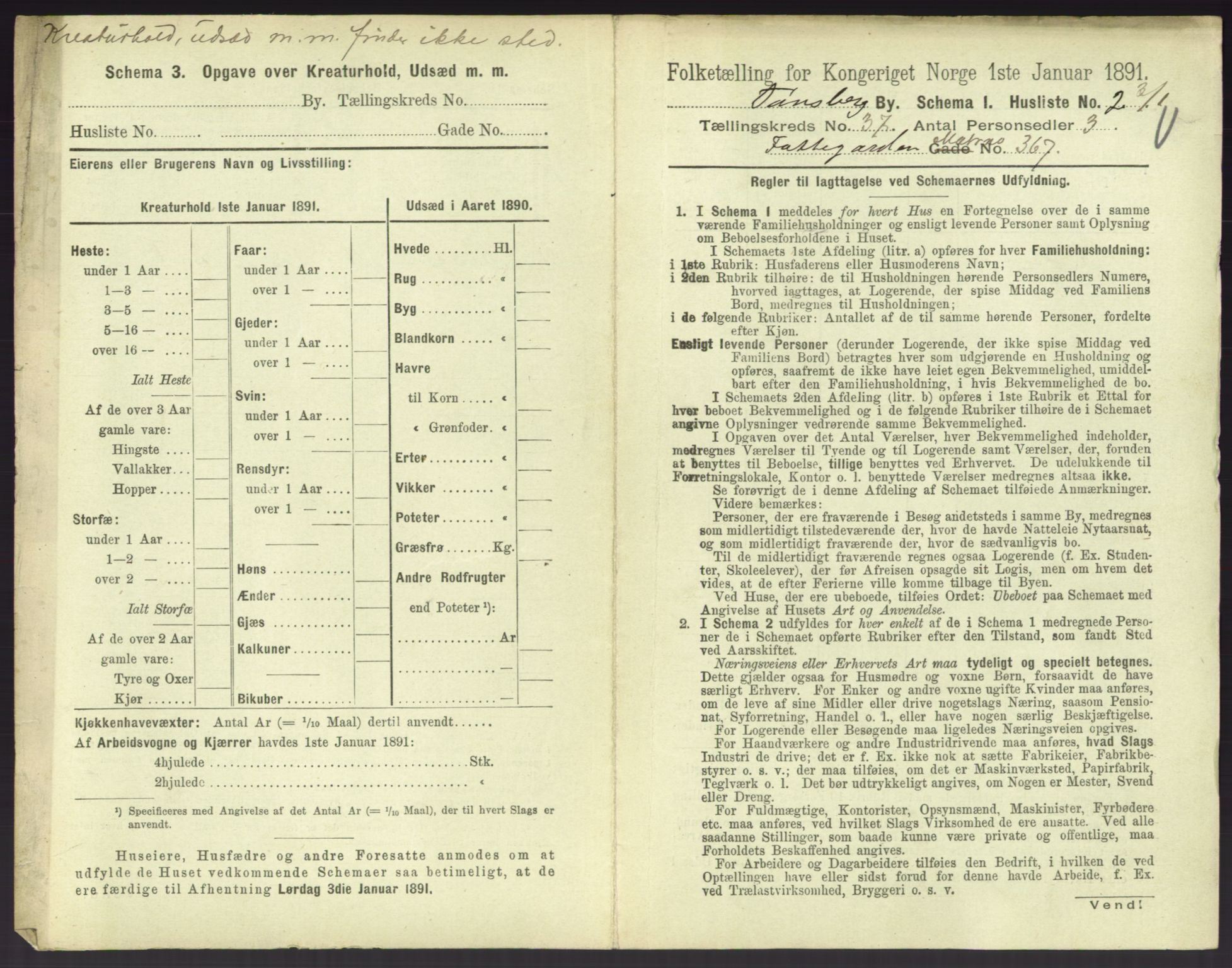 RA, 1891 census for 0705 Tønsberg, 1891, p. 1050