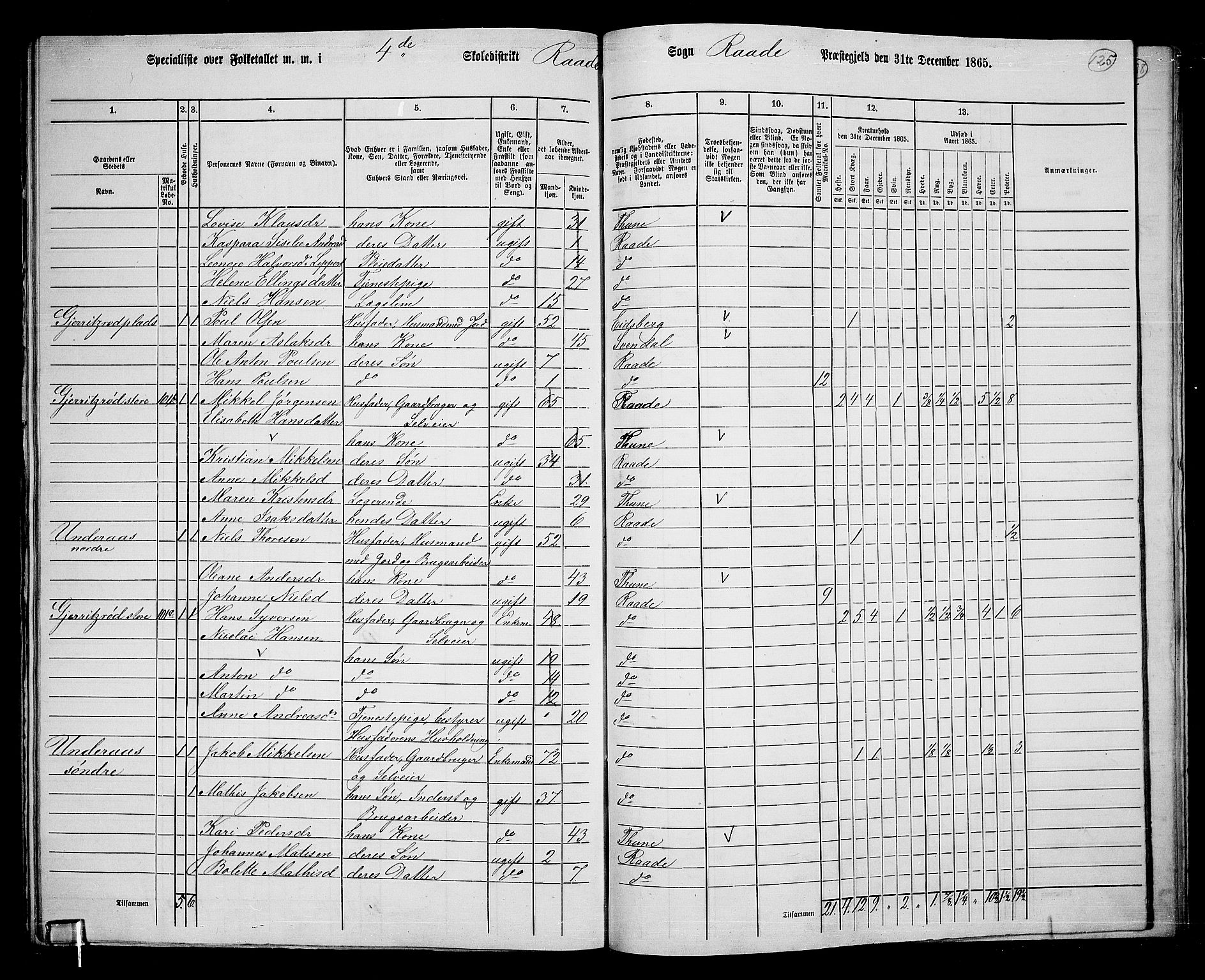 RA, 1865 census for Råde, 1865, p. 112