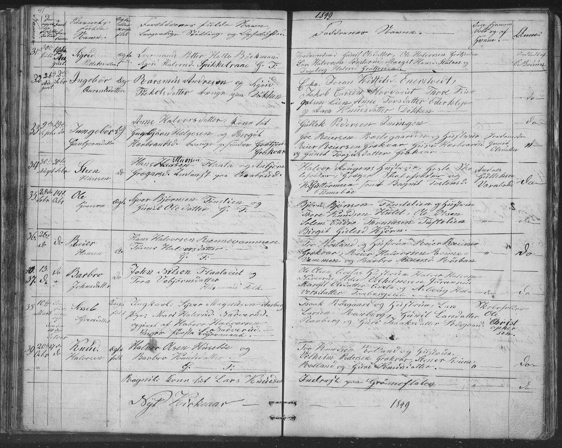 Nore kirkebøker, SAKO/A-238/F/Fc/L0002: Parish register (official) no. III 2, 1836-1861, p. 45