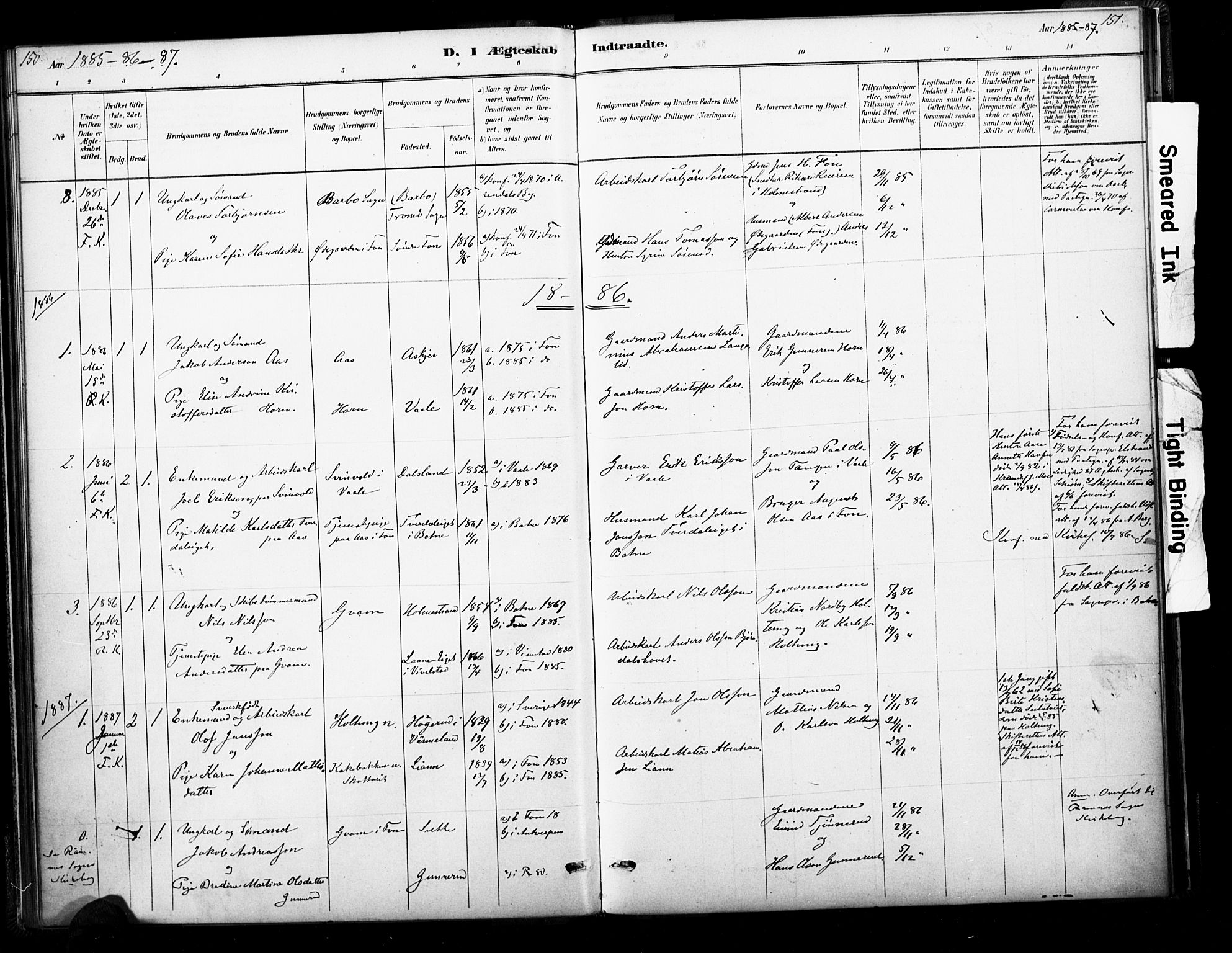 Ramnes kirkebøker, SAKO/A-314/F/Fb/L0001: Parish register (official) no. II 1, 1878-1894, p. 150-151