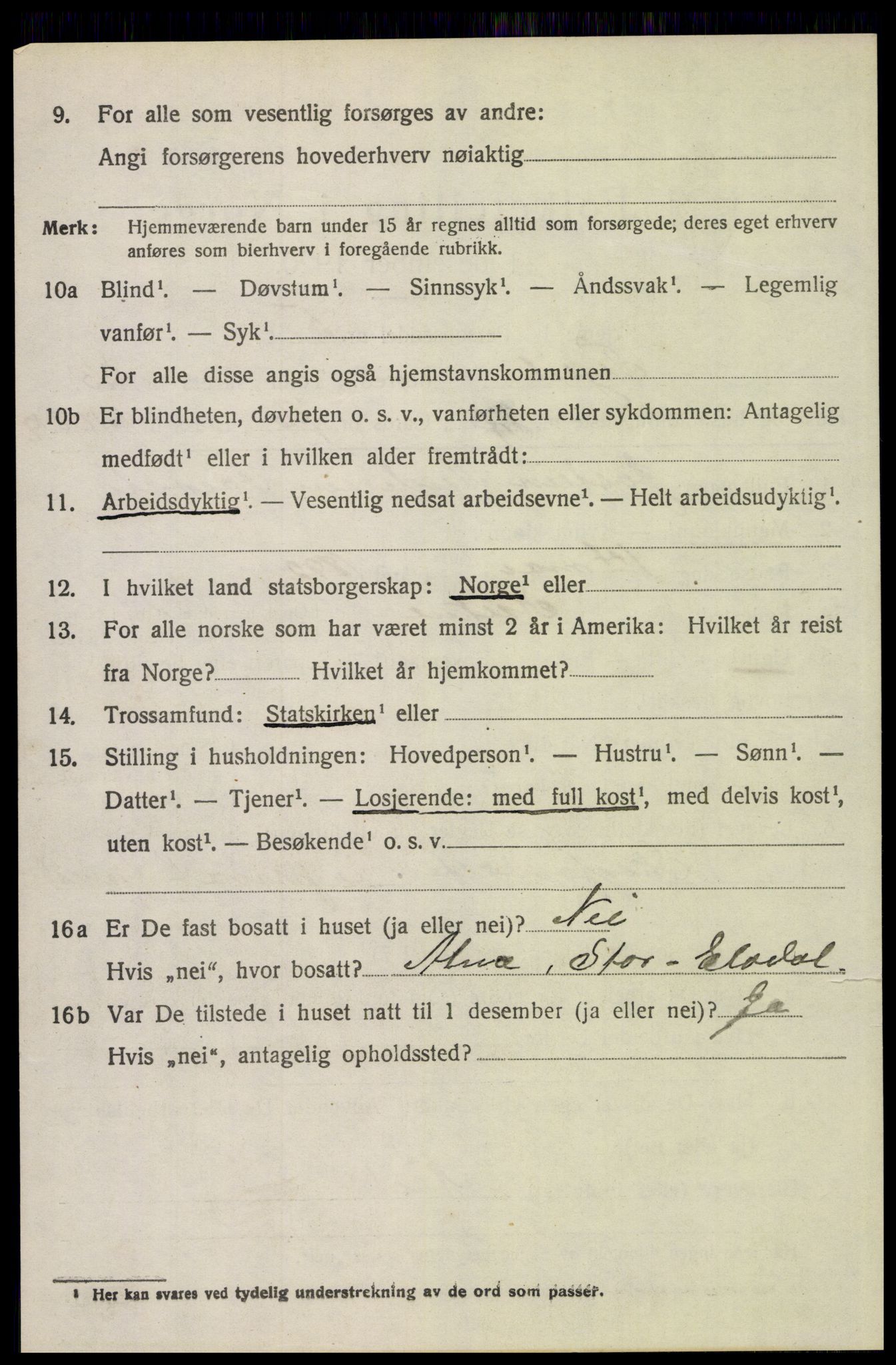 SAH, 1920 census for Trysil, 1920, p. 15178