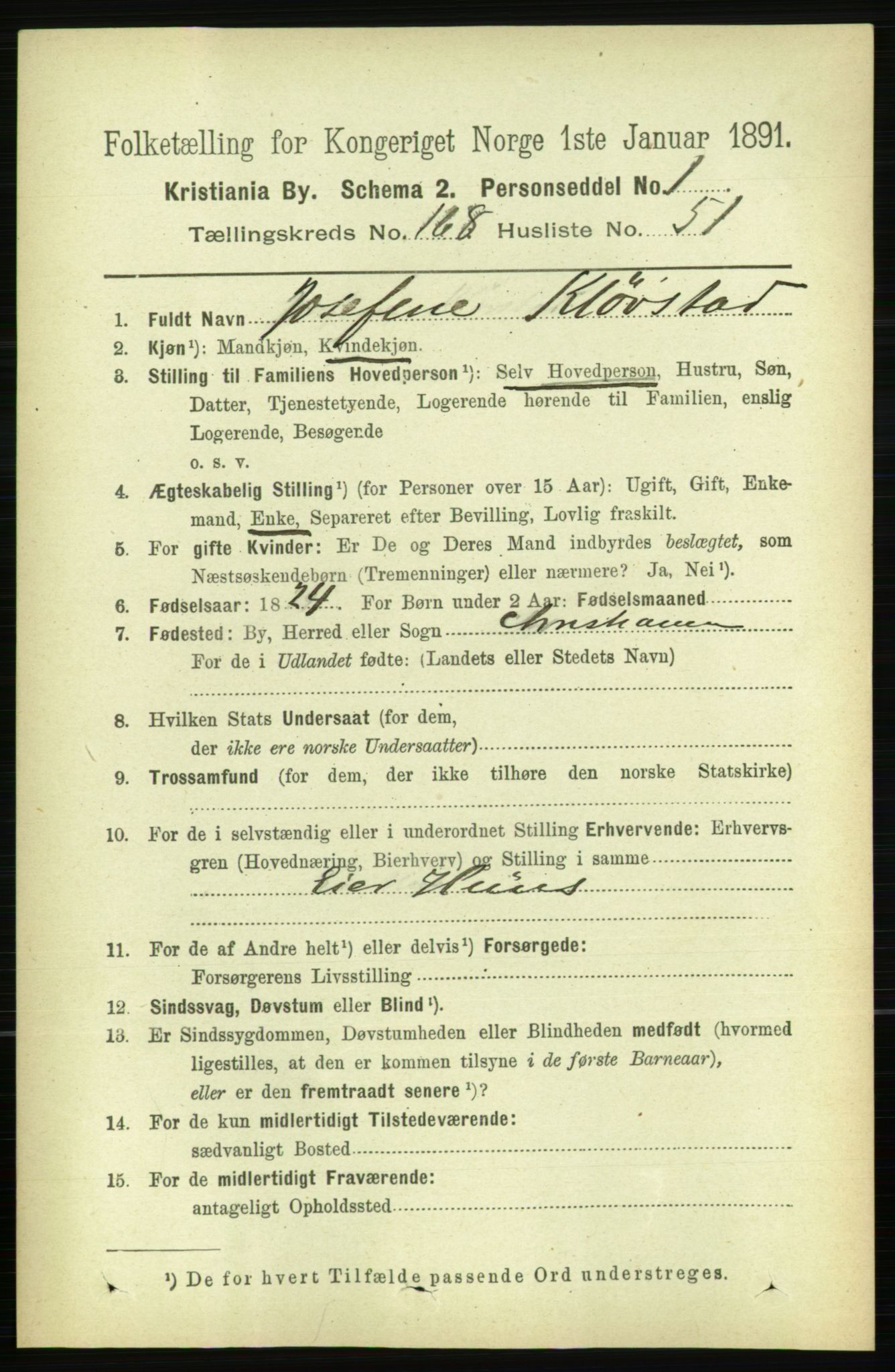 RA, 1891 census for 0301 Kristiania, 1891, p. 98725