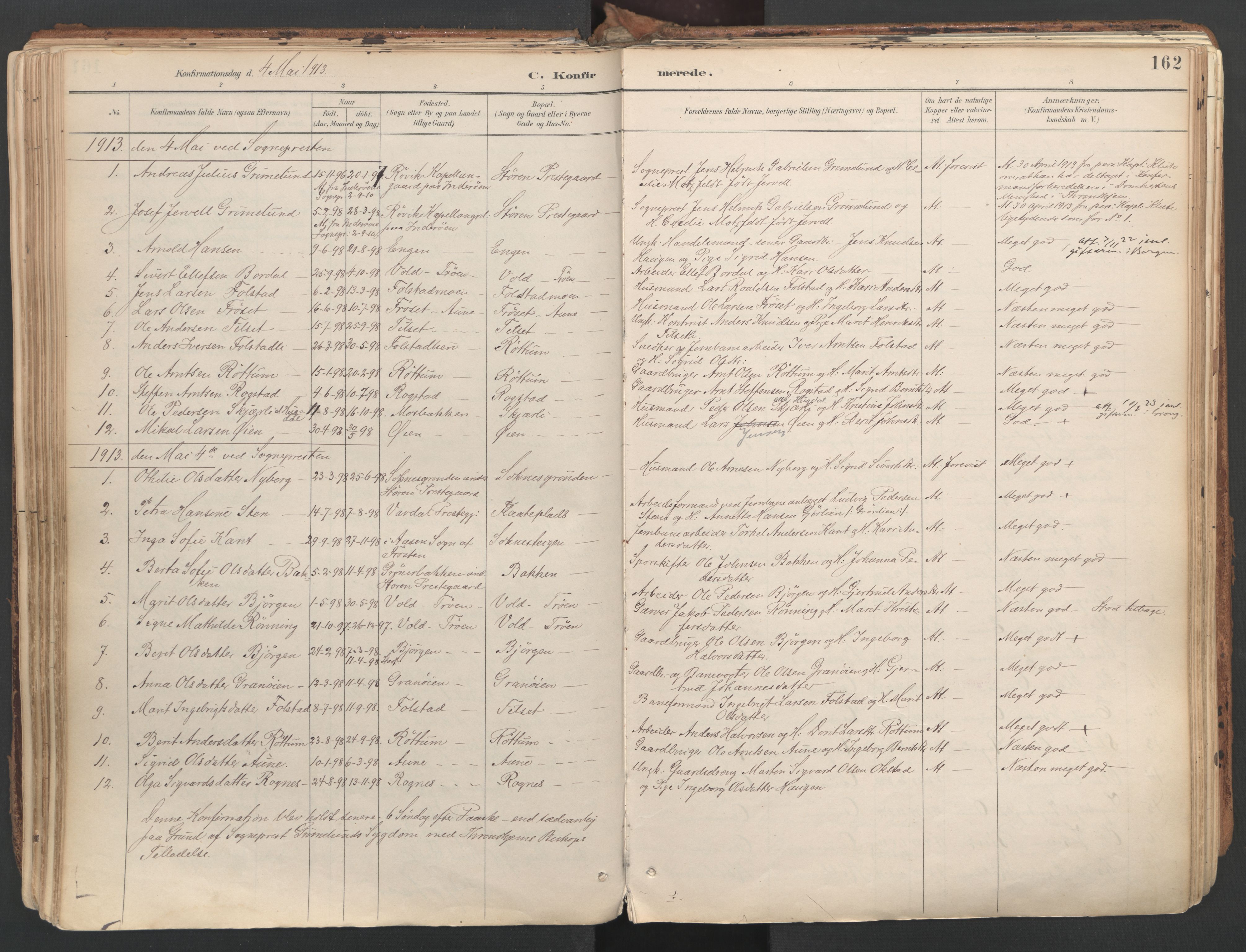 Ministerialprotokoller, klokkerbøker og fødselsregistre - Sør-Trøndelag, SAT/A-1456/687/L1004: Parish register (official) no. 687A10, 1891-1923, p. 162