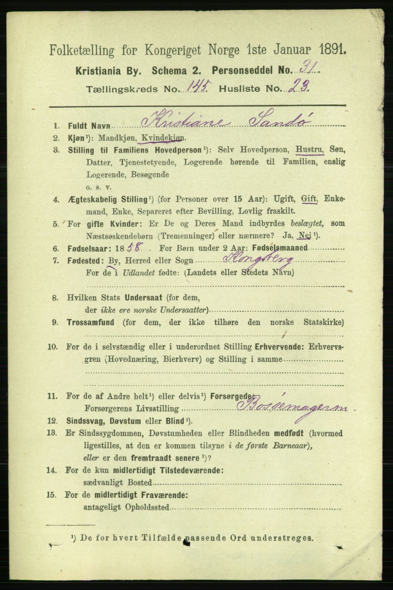 RA, 1891 census for 0301 Kristiania, 1891, p. 80096