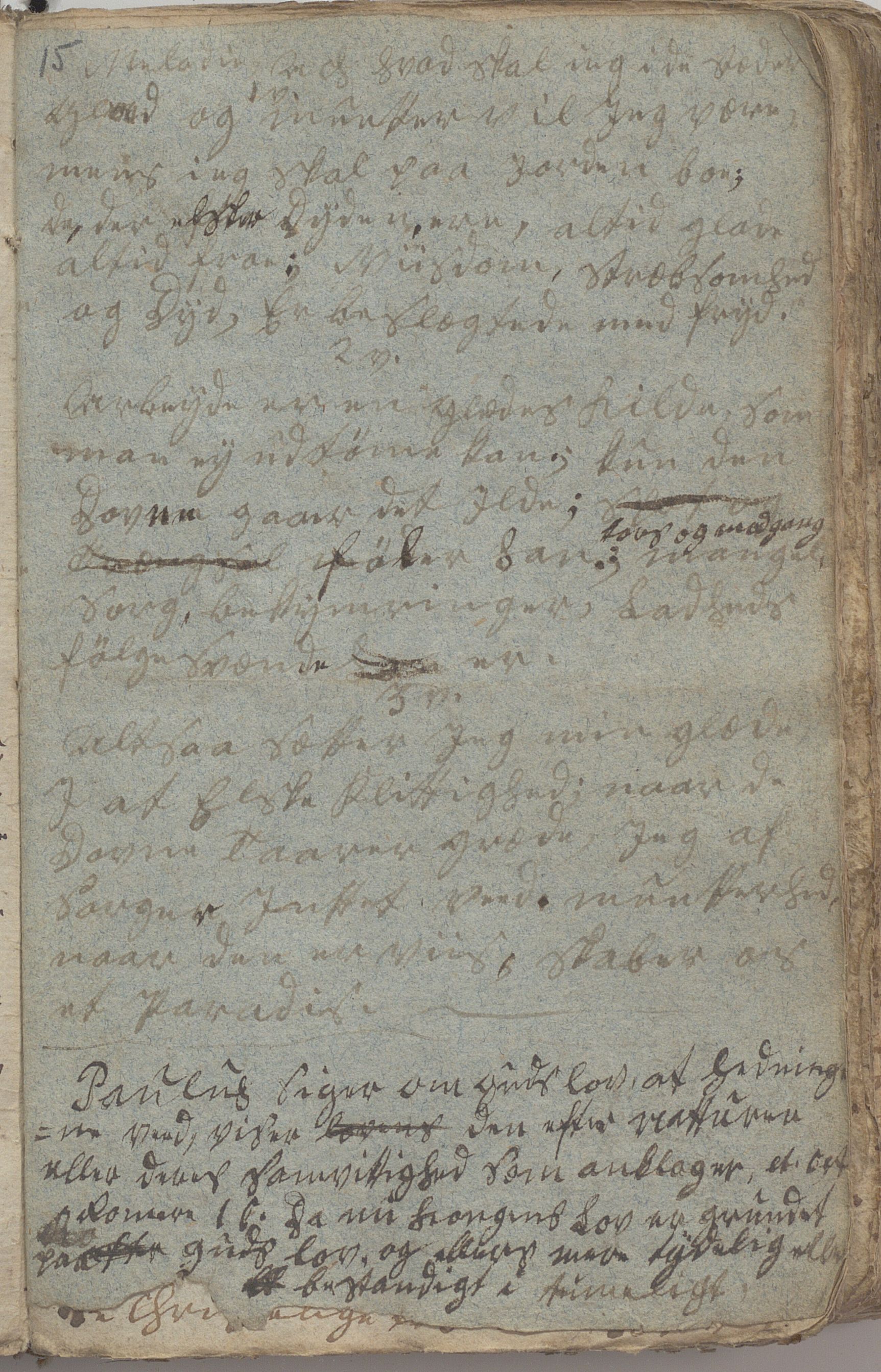 Heggtveitsamlingen, TMF/A-1007/H/L0046/0007: Brev, kopibøker, prekener, manus etc.  / "Fossem" - Kopibok. Sanger og brev, 1800-1802, p. 15