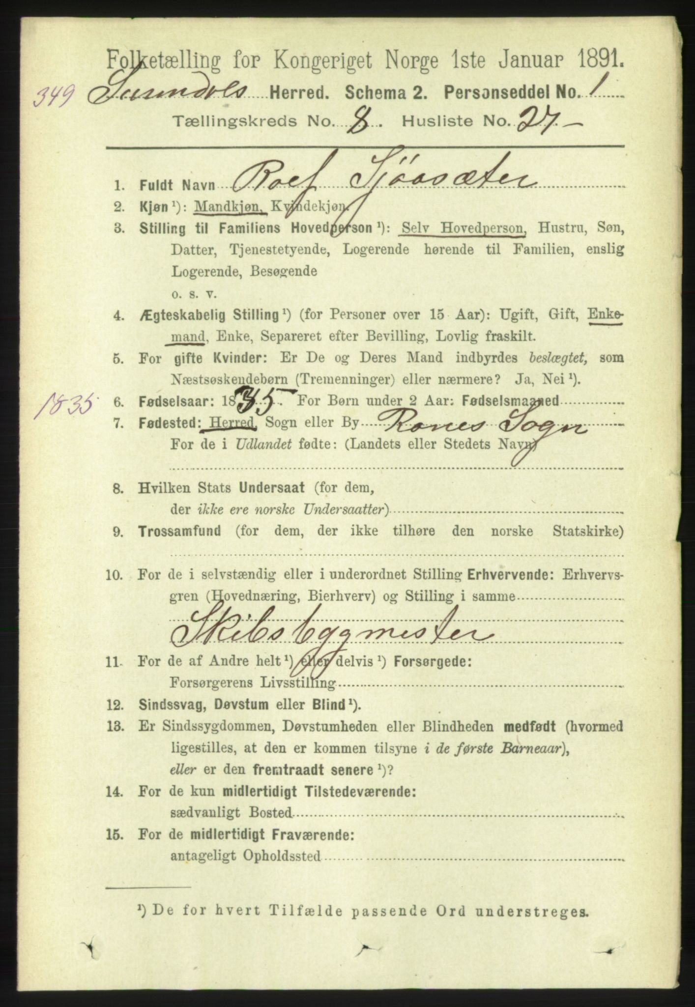 RA, 1891 census for 1566 Surnadal, 1891, p. 2236