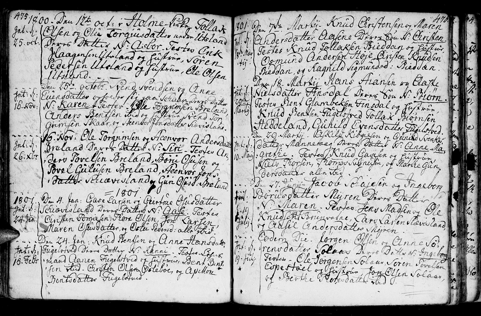 Holum sokneprestkontor, AV/SAK-1111-0022/F/Fa/Fac/L0001: Parish register (official) no. A 1, 1773-1820, p. 475-476