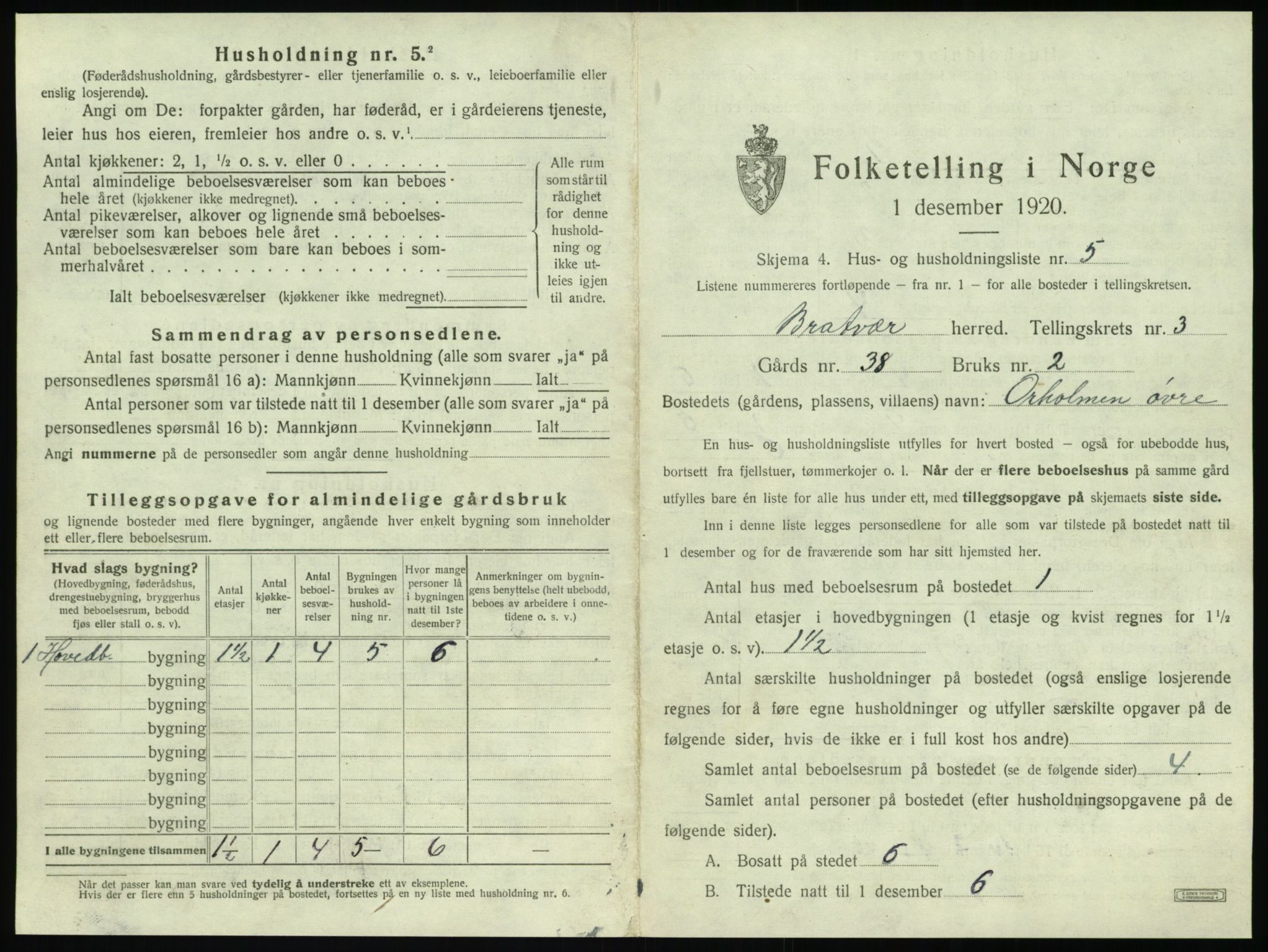 SAT, 1920 census for Brattvær, 1920, p. 126