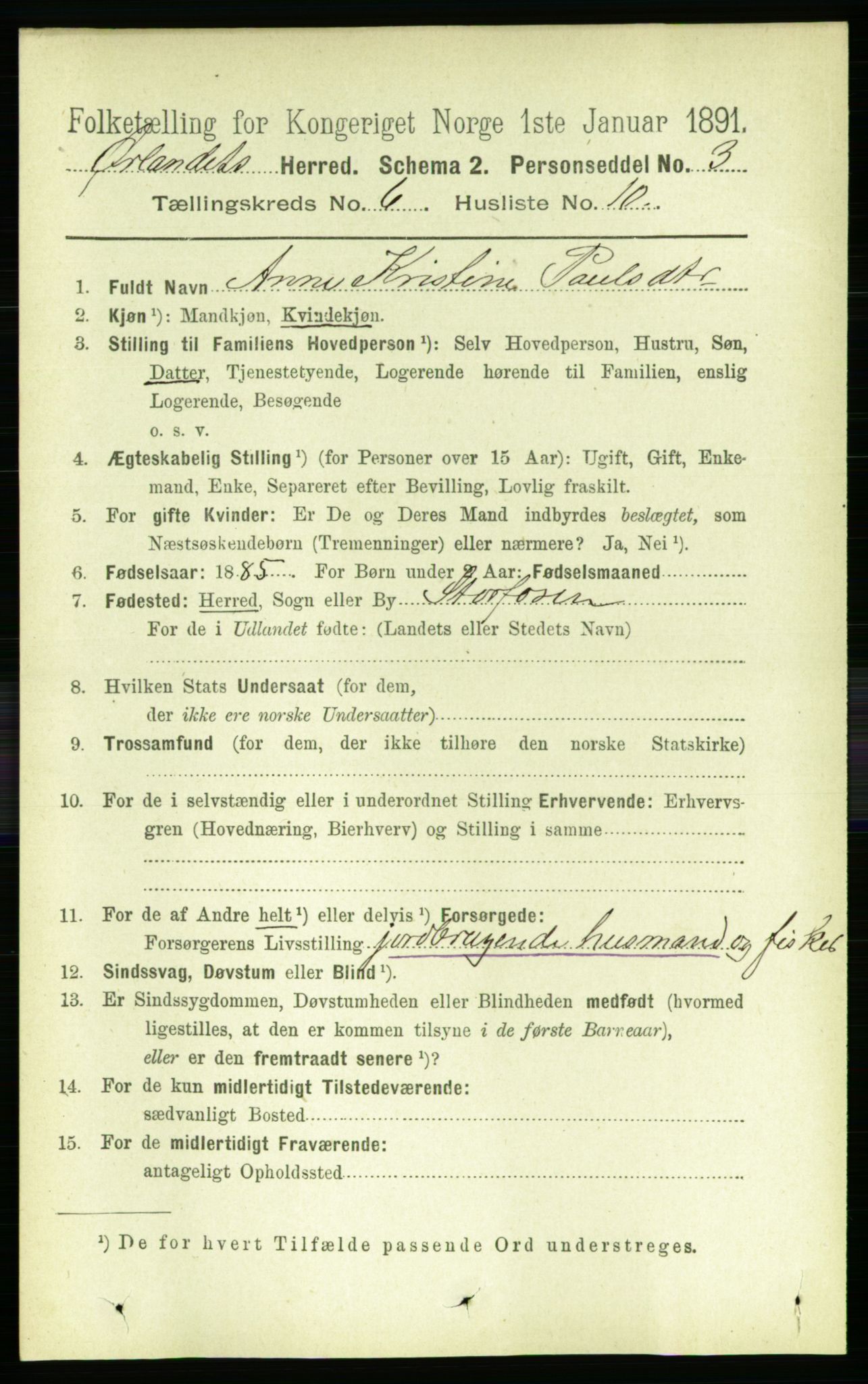 RA, 1891 census for 1621 Ørland, 1891, p. 1907
