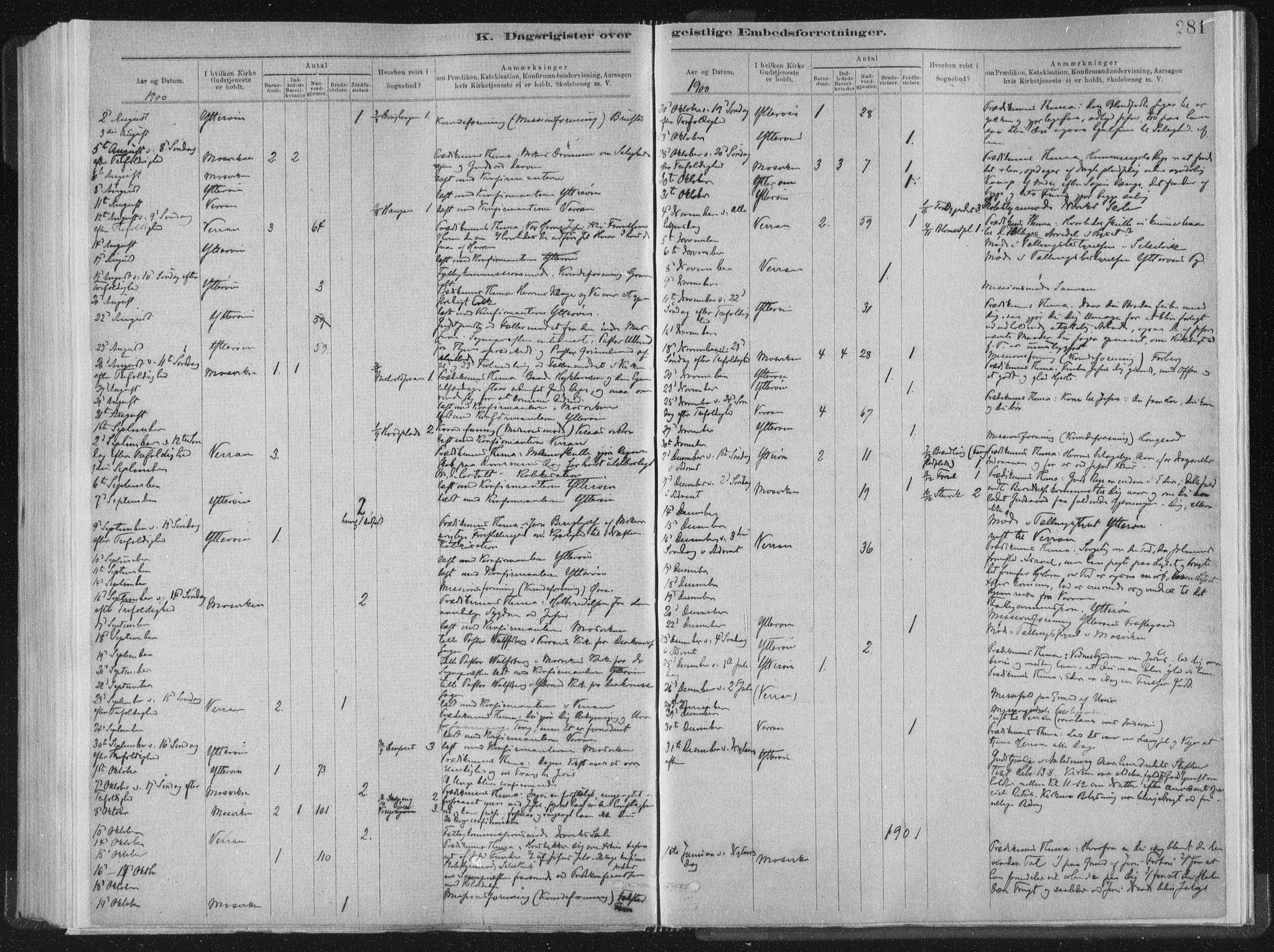 Ministerialprotokoller, klokkerbøker og fødselsregistre - Nord-Trøndelag, SAT/A-1458/722/L0220: Parish register (official) no. 722A07, 1881-1908, p. 281