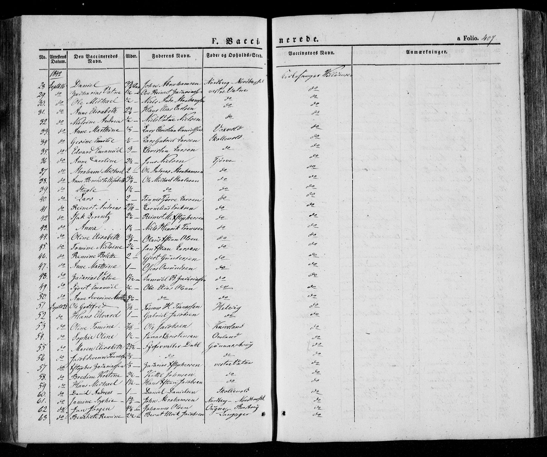 Lista sokneprestkontor, AV/SAK-1111-0027/F/Fa/L0009: Parish register (official) no. A 9, 1835-1846, p. 407